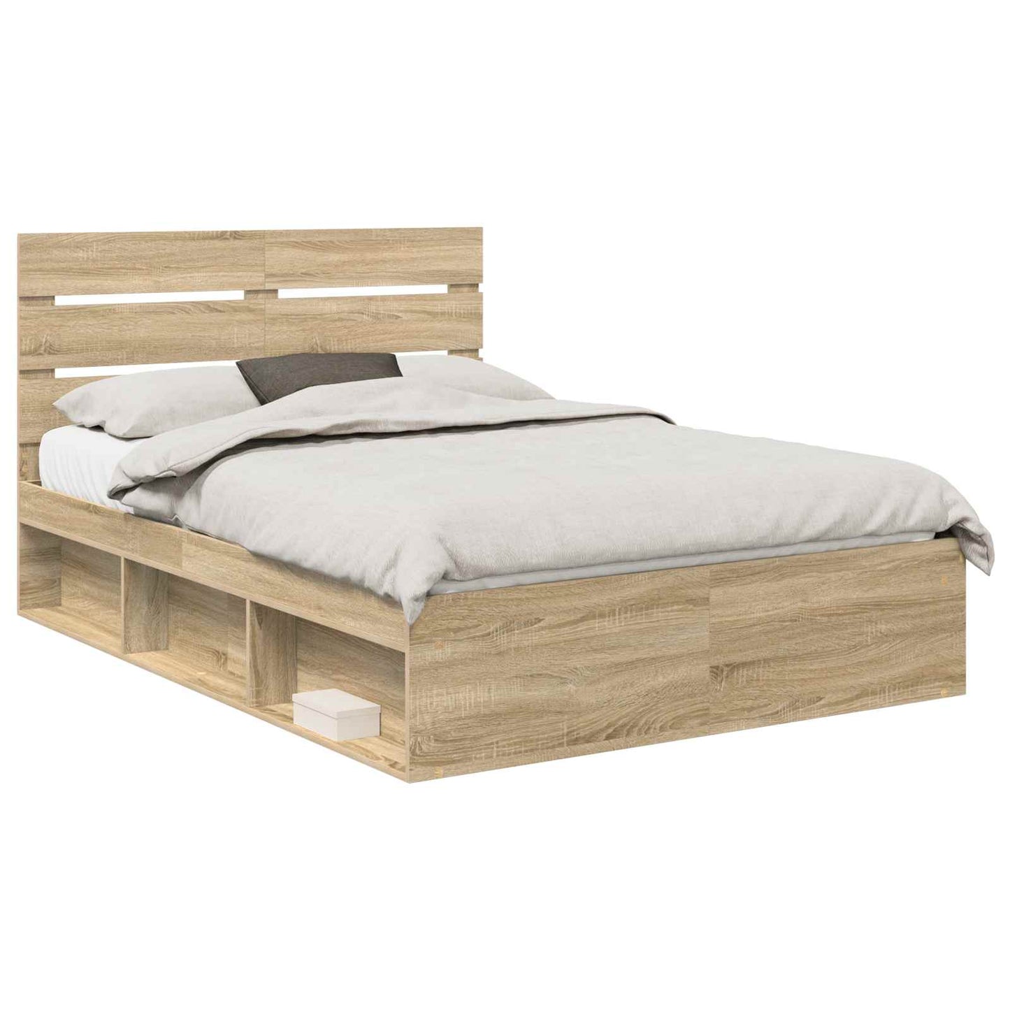 Bed Frame with Headboard Sonoma 140 x 190 cm Solid Pine Wood