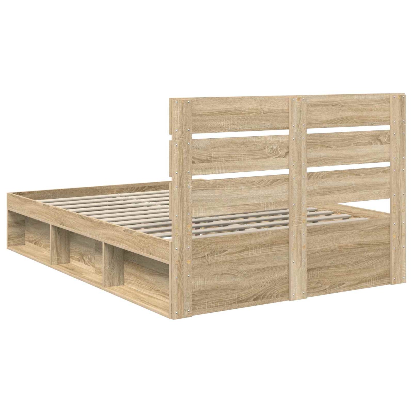 Bed Frame with Headboard Sonoma 140 x 190 cm Solid Pine Wood