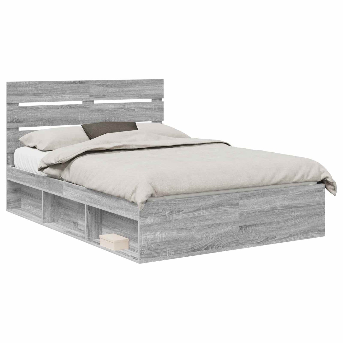 Bed Frame Grey Sonoma 140 x 190 cm Solid Pine Wood