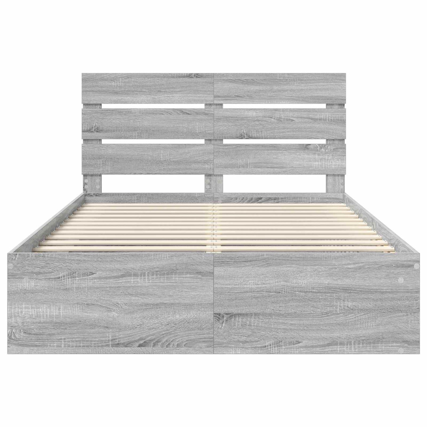 Bed Frame Grey Sonoma 140 x 190 cm Solid Pine Wood