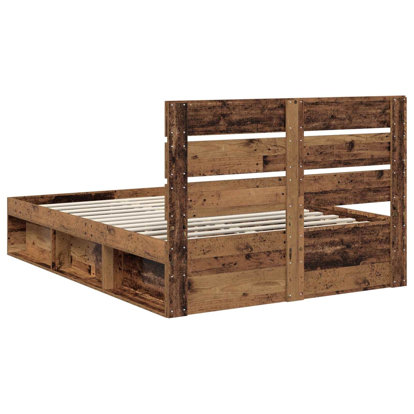 Bed Frame with Headboard Old Wood 140 x 190 cm Solid Pine Wood