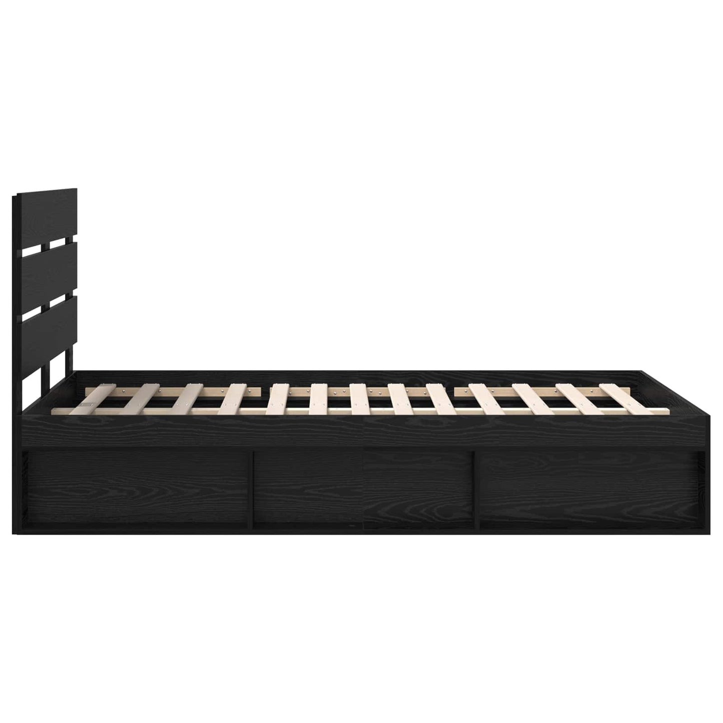 Bed Frame with Headboard Black 135 x 190 cm Solid Pine Wood