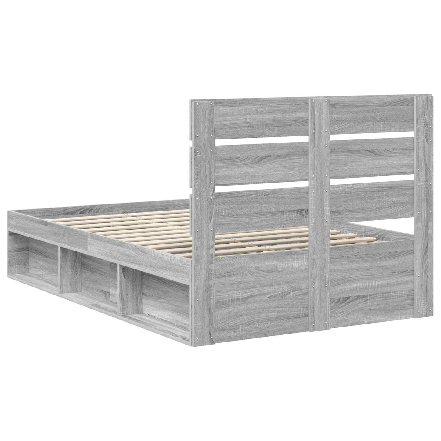 Bed Frame Grey Sonoma 135 x 190 cm Solid Pine Wood