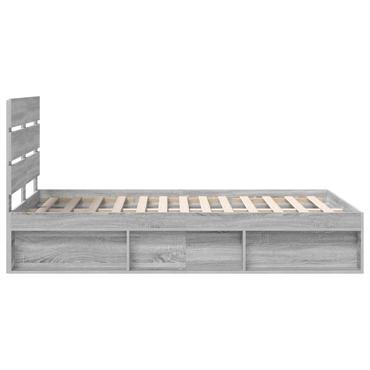 Bed Frame Grey Sonoma 135 x 190 cm Solid Pine Wood