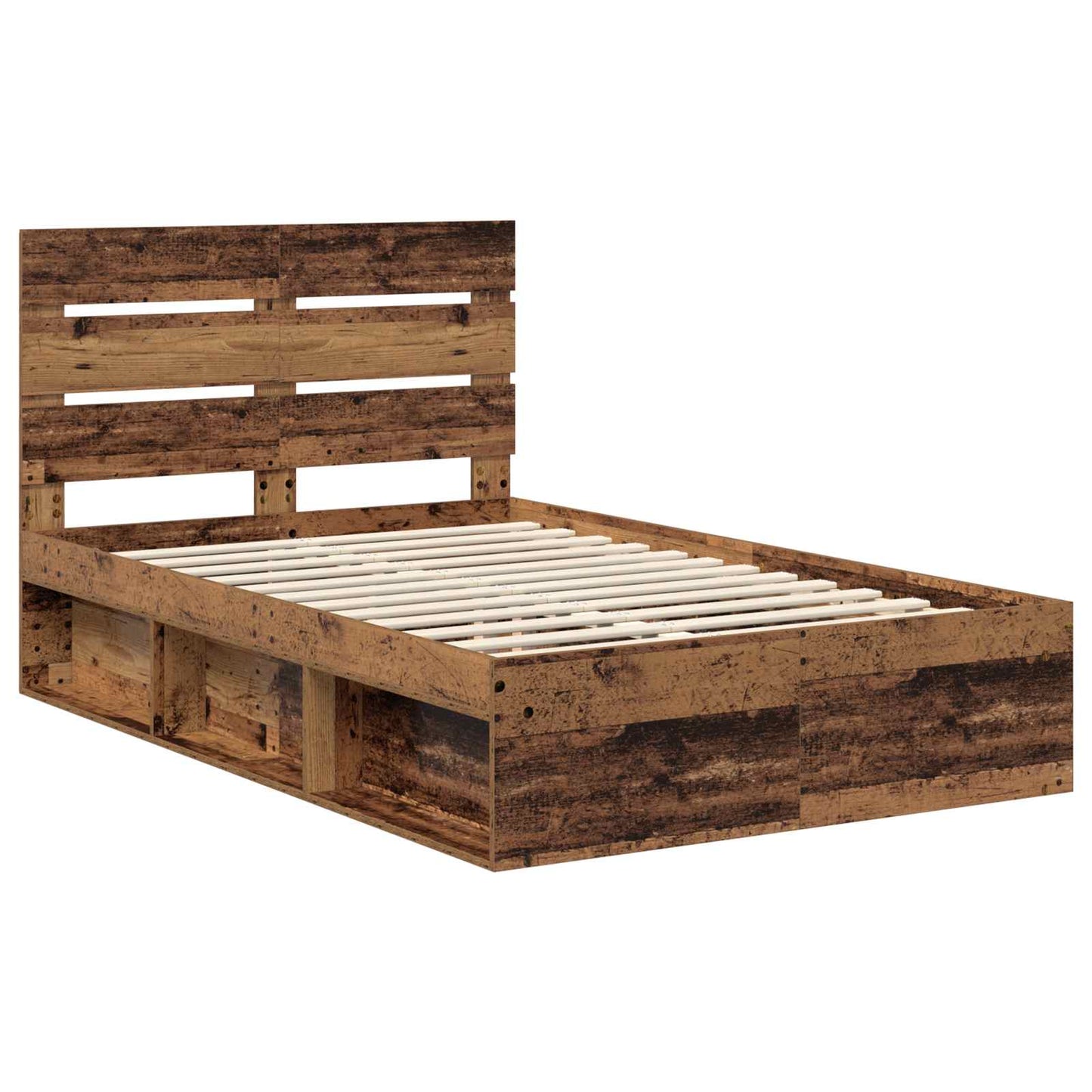 Bed Frame with Headboard Old Wood 135 x 190 cm Solid Pine Wood