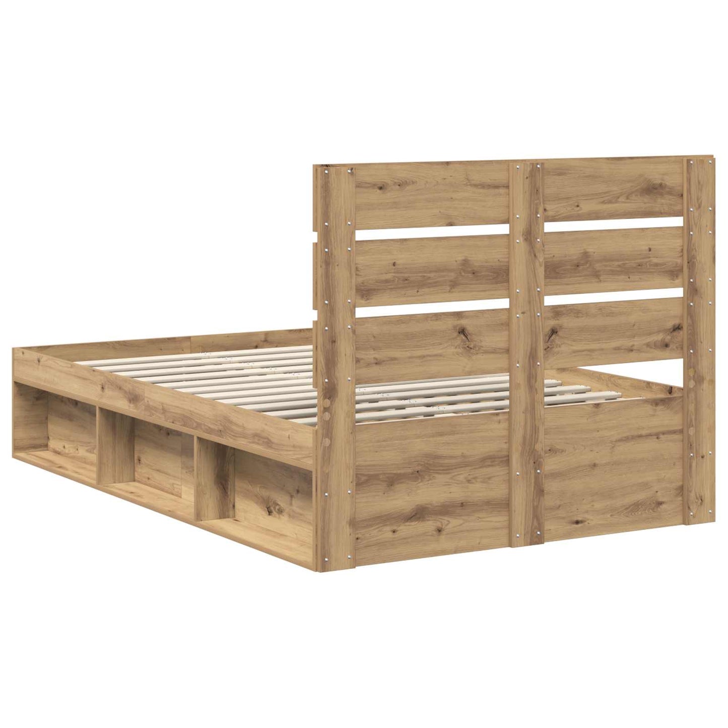 Bed Frame Artisian Oak 135 x 190 cm Solid Pine Wood