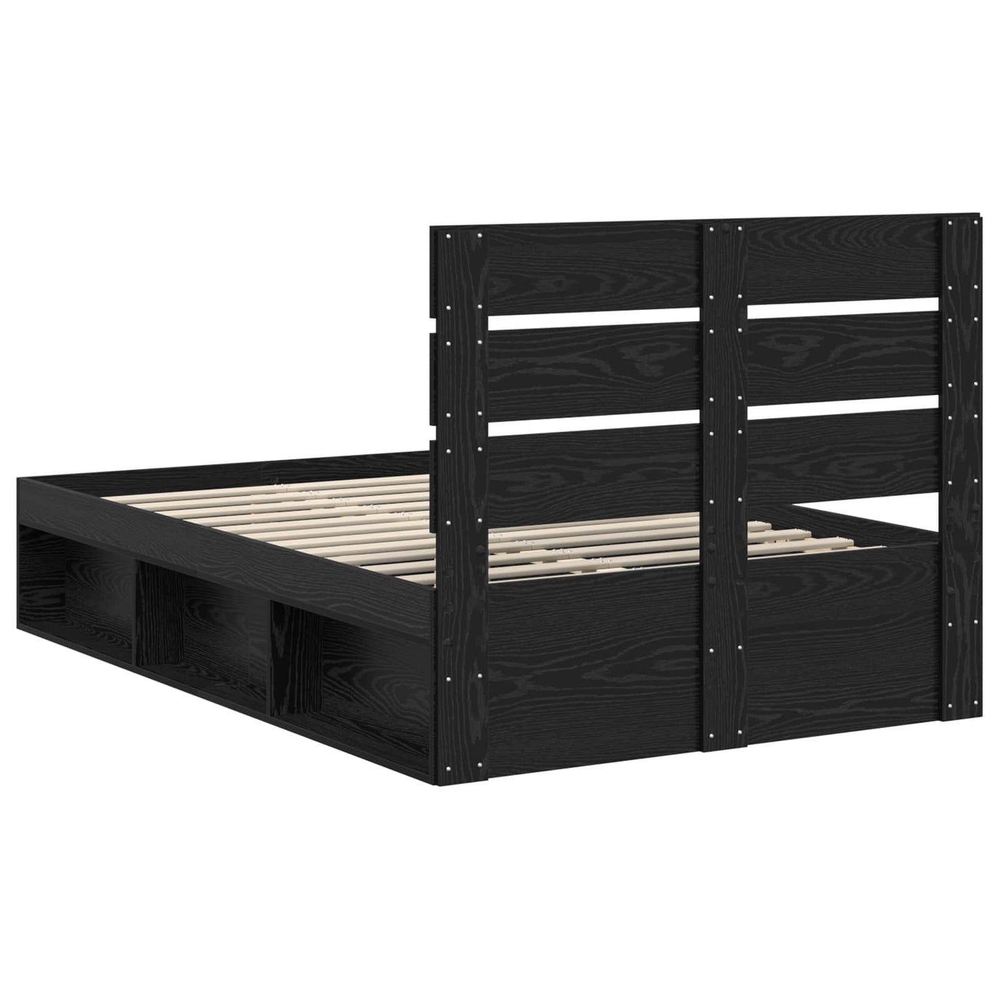 Bed Frame with Headboard Black 120 x 200 cm Solid Pine Wood