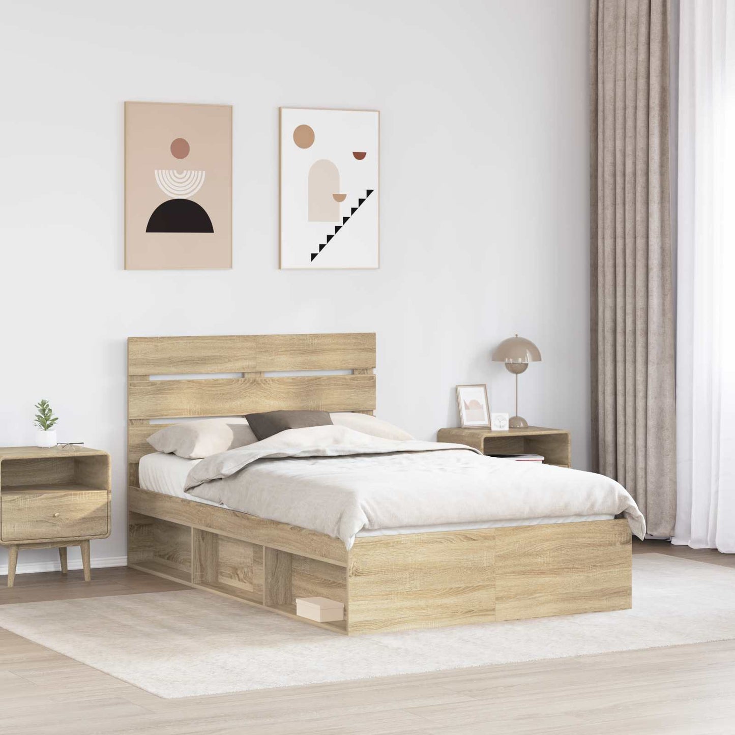Bed Frame with Headboard Sonoma 120 x 200 cm Solid Pine Wood