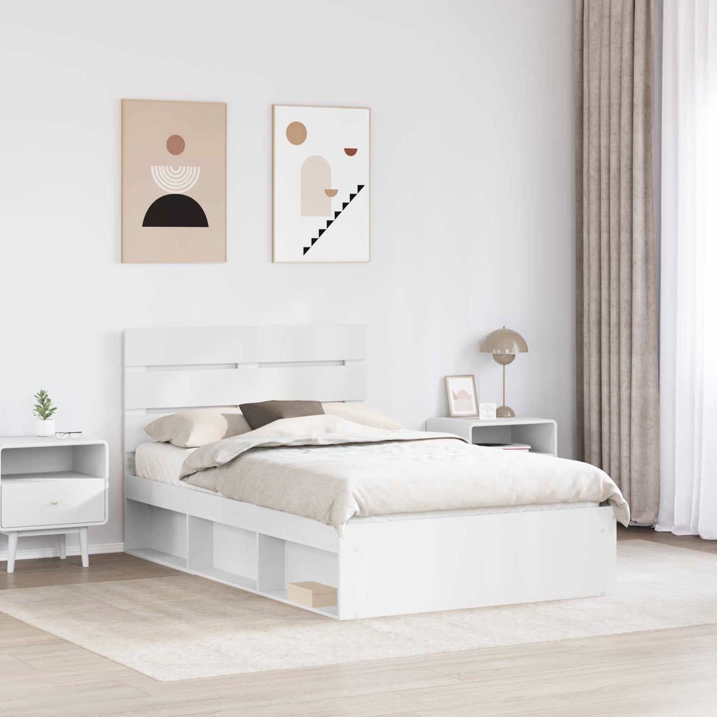 Bed Frame with Headboard White 120 x 190 cm Solid Pine Wood