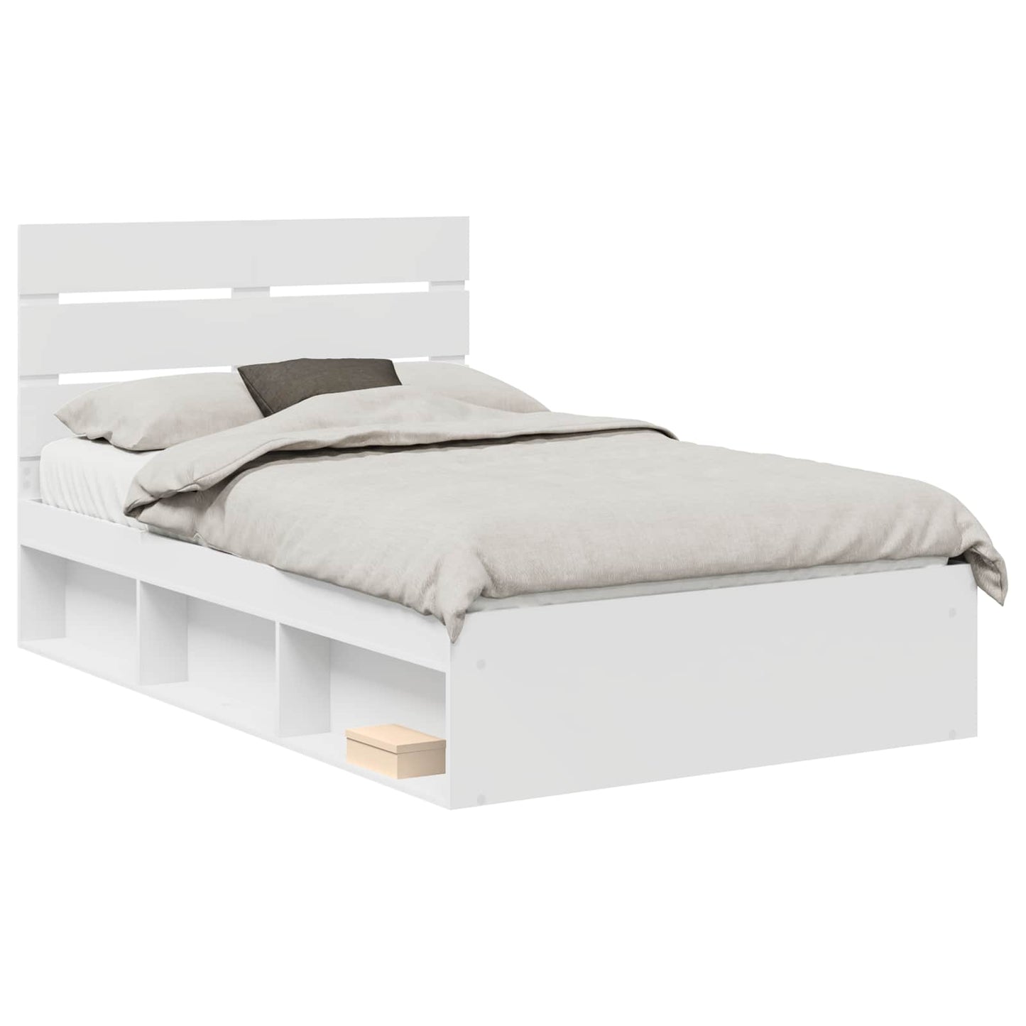 Bed Frame with Headboard White 120 x 190 cm Solid Pine Wood
