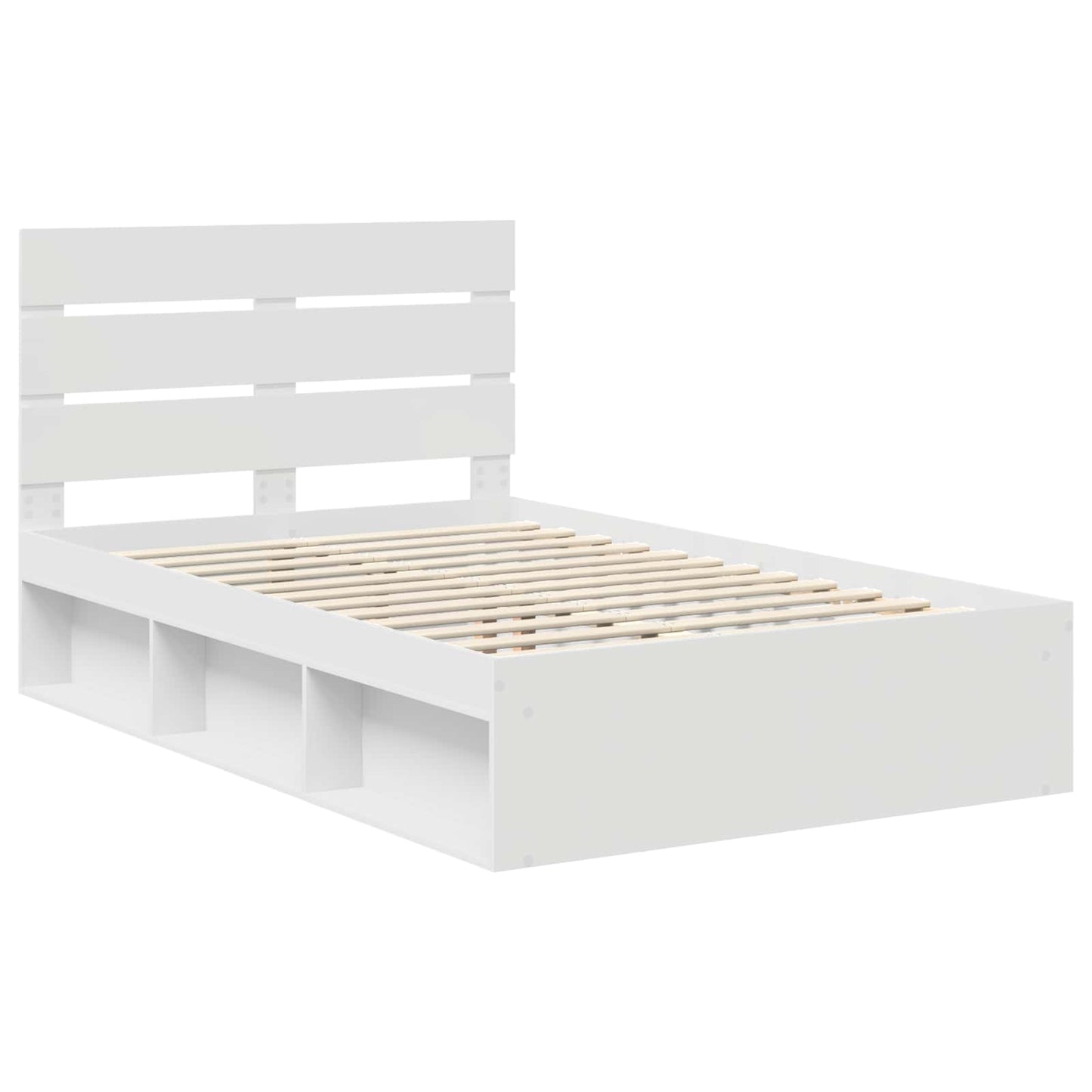 Bed Frame with Headboard White 120 x 190 cm Solid Pine Wood