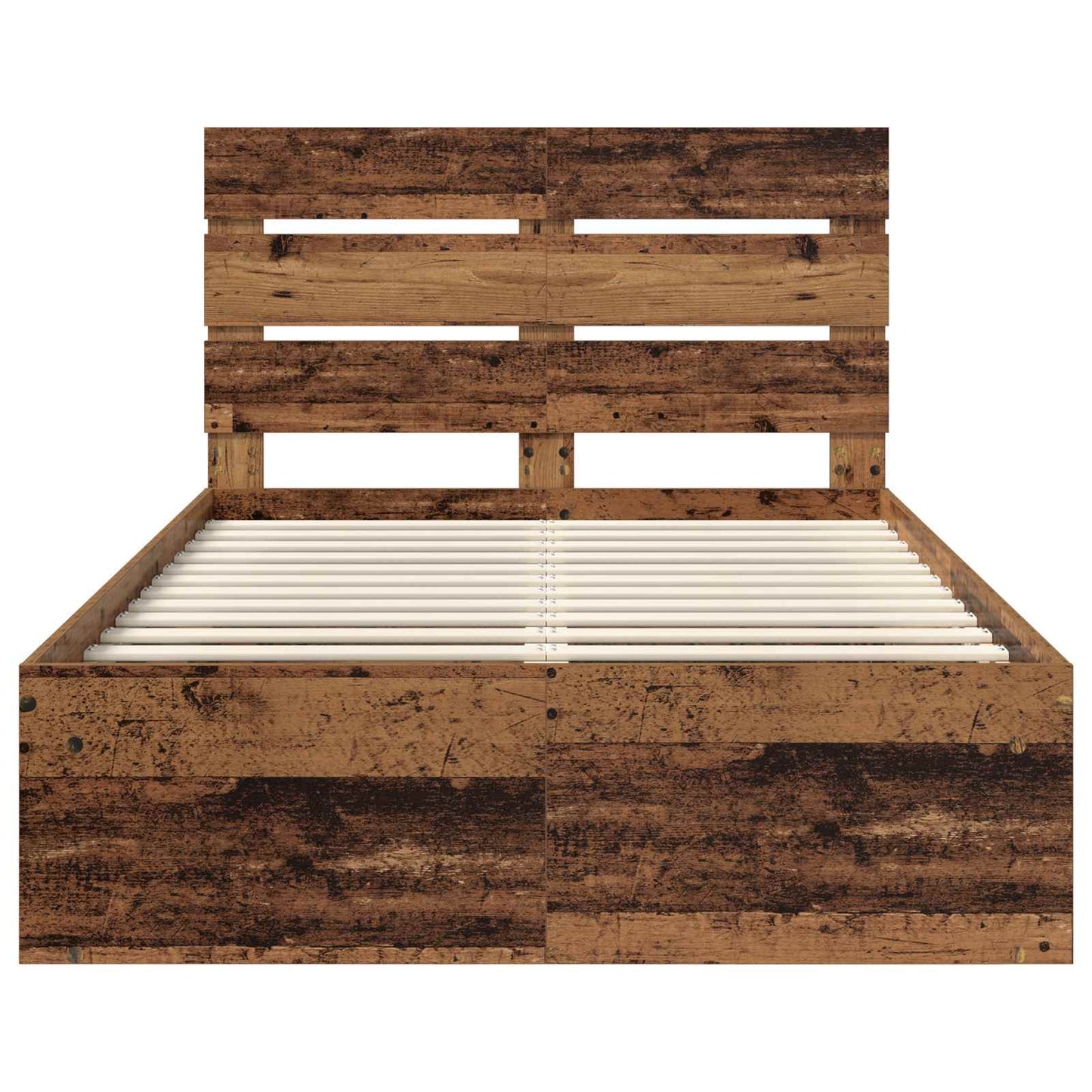 Bed Frame with Headboard Old Wood 120 x 190 cm Solid Pine Wood