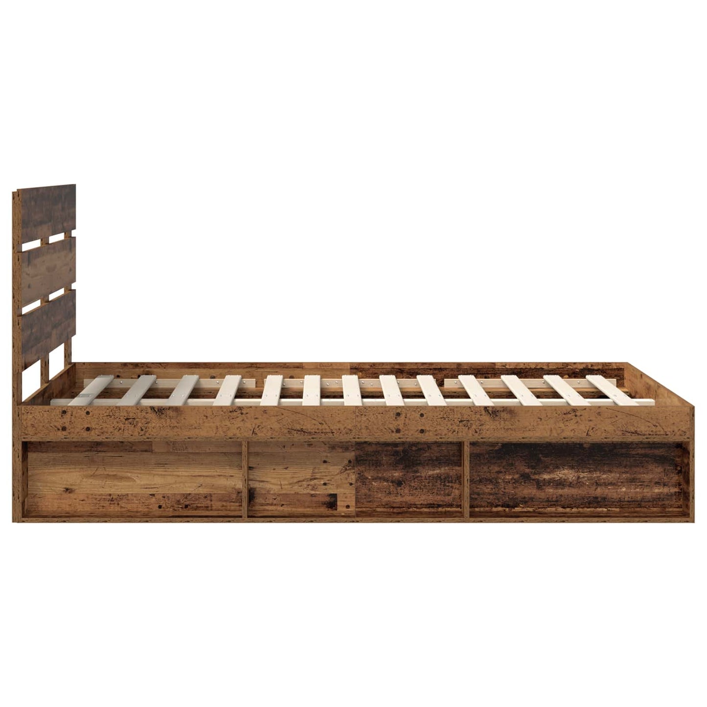 Bed Frame with Headboard Old Wood 120 x 190 cm Solid Pine Wood