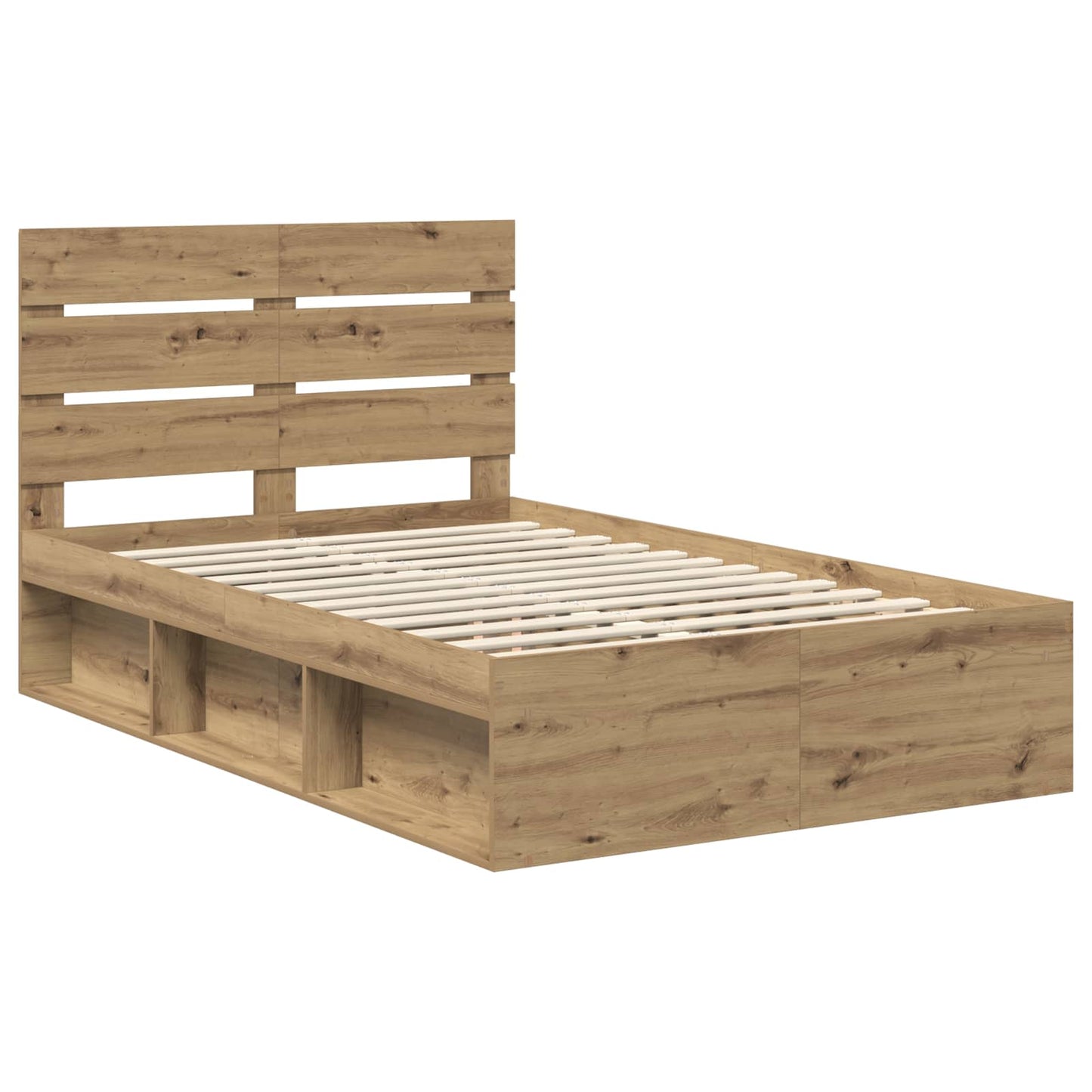 Bed Frame Artisian Oak 120 x 190 cm Solid Pine Wood