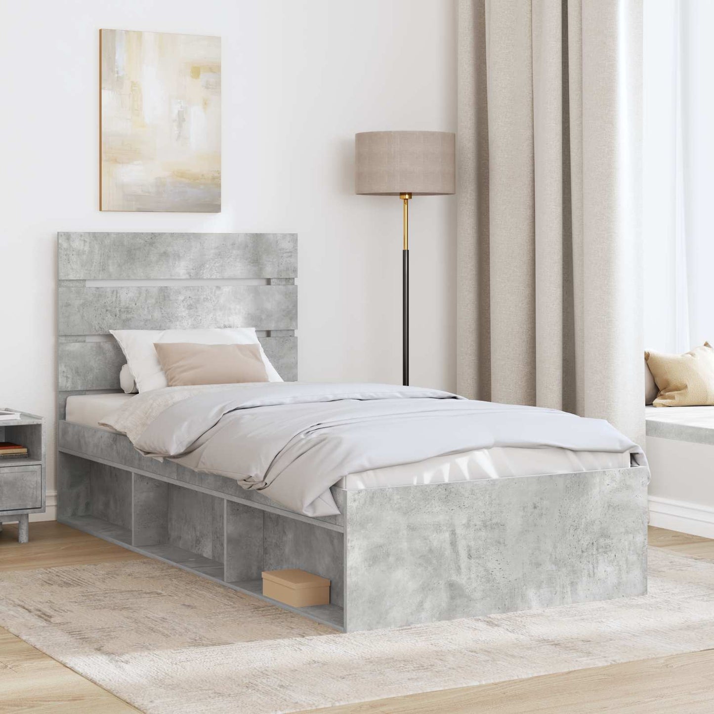 Bed Frame Concerte Grey 100 x 200 cm Solid Pine Wood