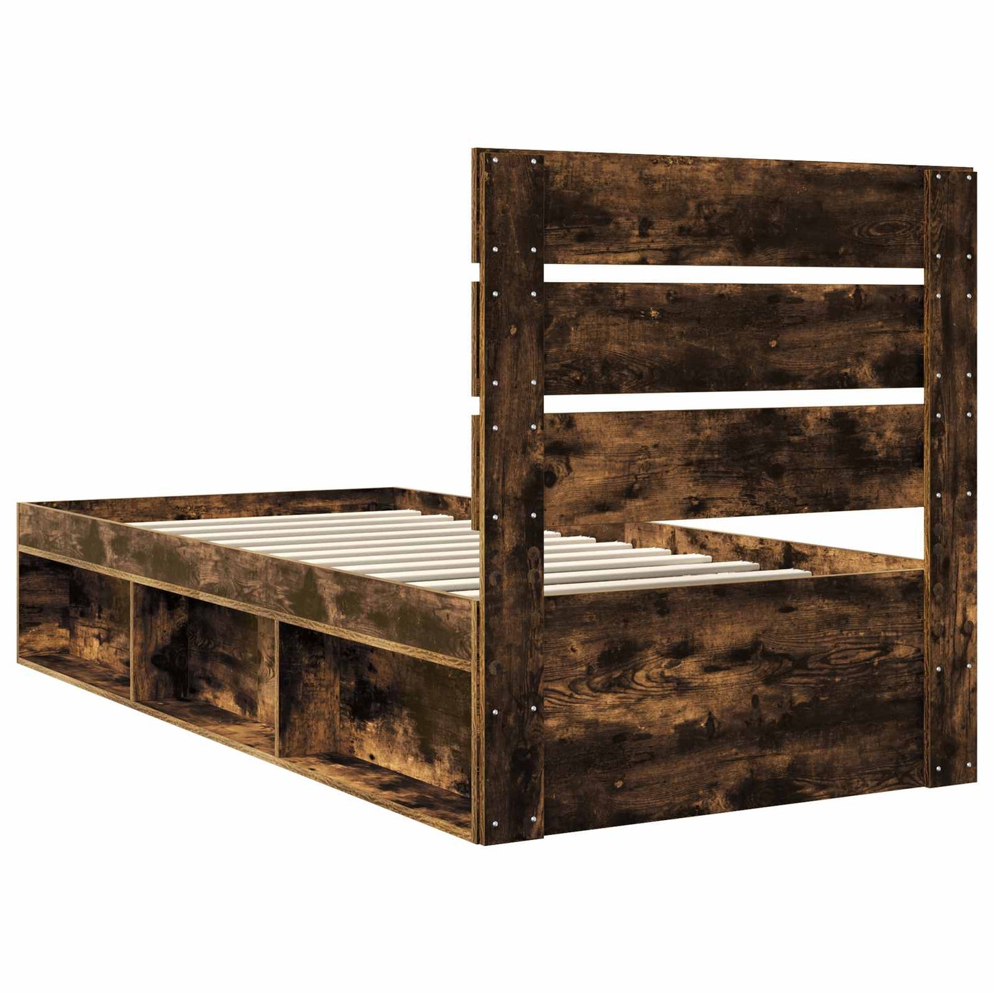 Bed Frame Smoked Oak 100 x 200 cm Solid Pine Wood