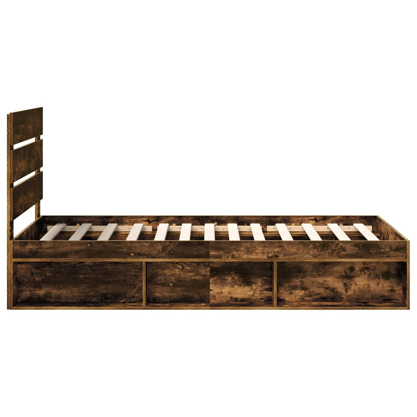 Bed Frame Smoked Oak 100 x 200 cm Solid Pine Wood