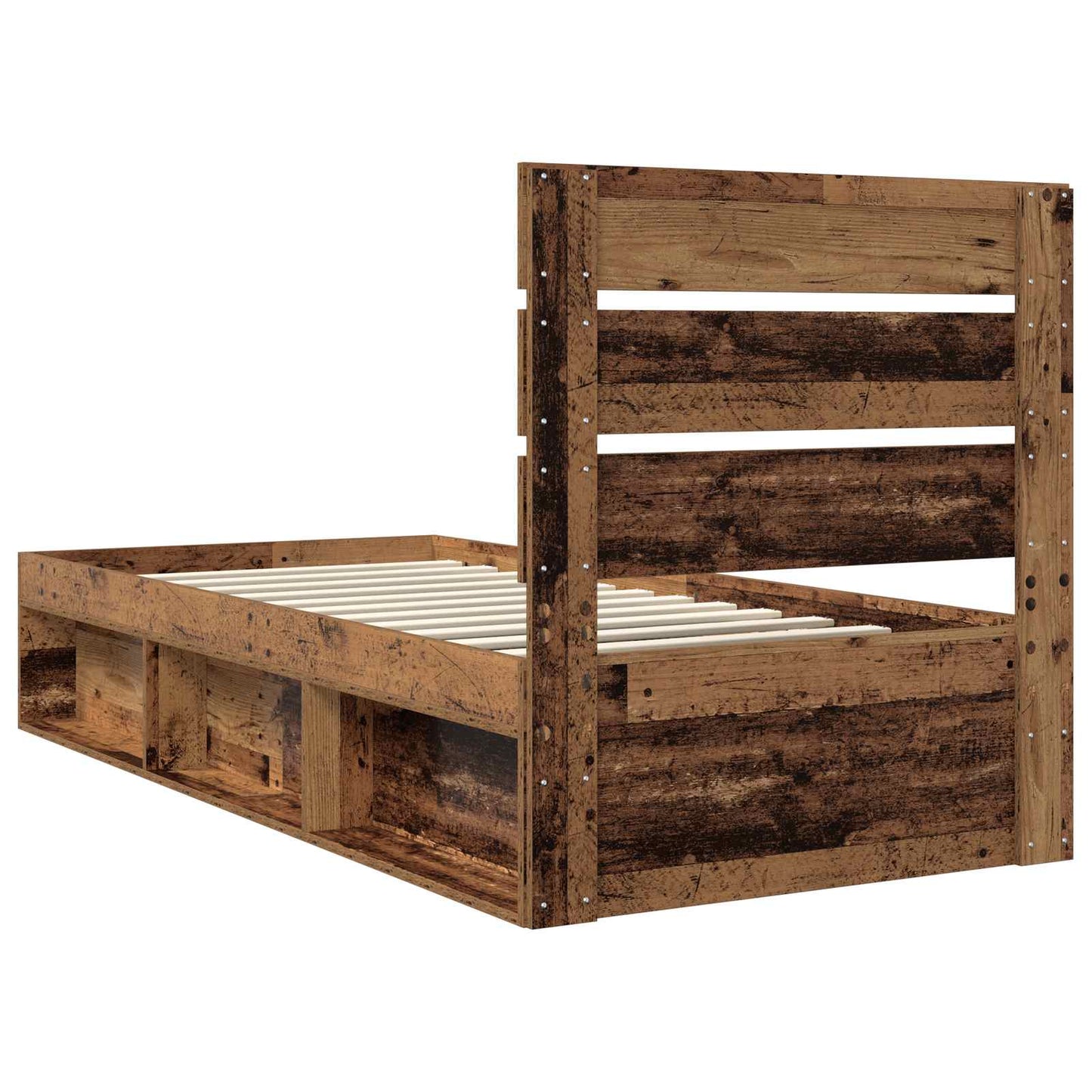 Bed Frame with Headboard Old Wood 100 x 200 cm Solid Pine Wood