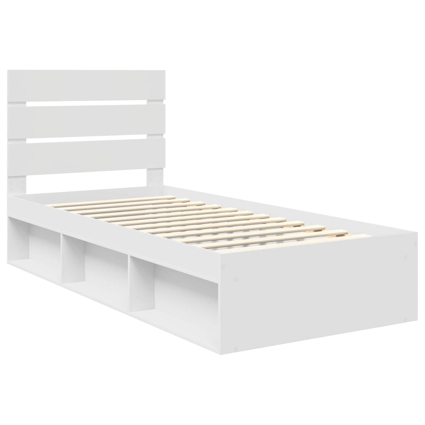 Bed Frame with Headboard White 90 x 200 cm Solid Pine Wood