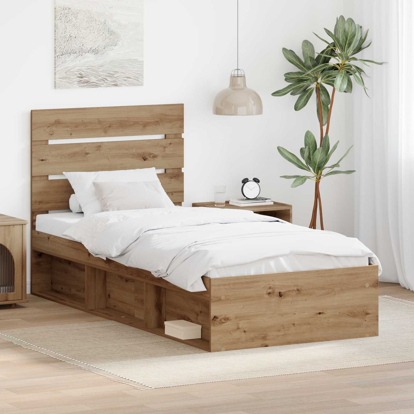 Bed Frame Artisian Oak 90 x 200 cm Solid Pine Wood
