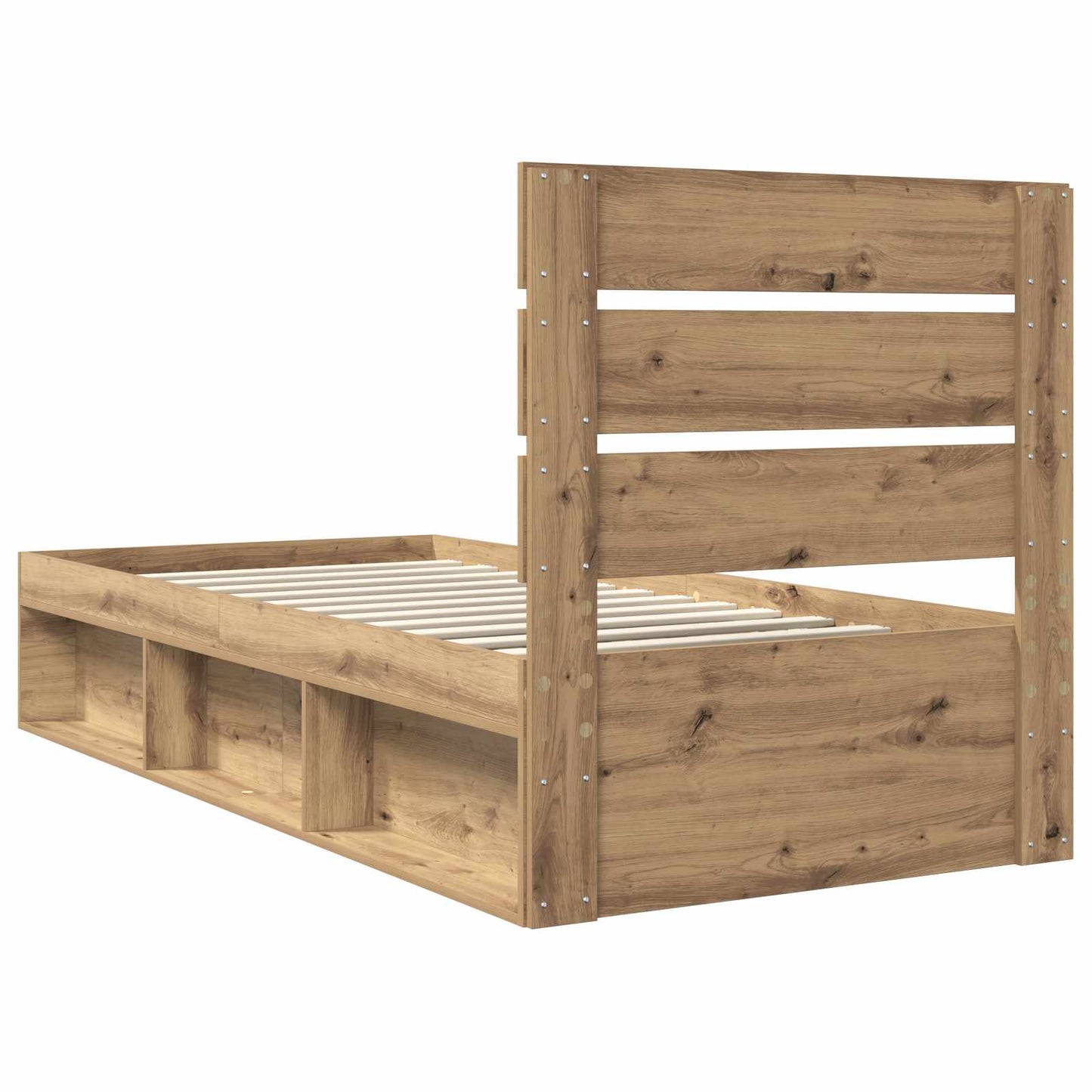 Bed Frame Artisian Oak 90 x 200 cm Solid Pine Wood