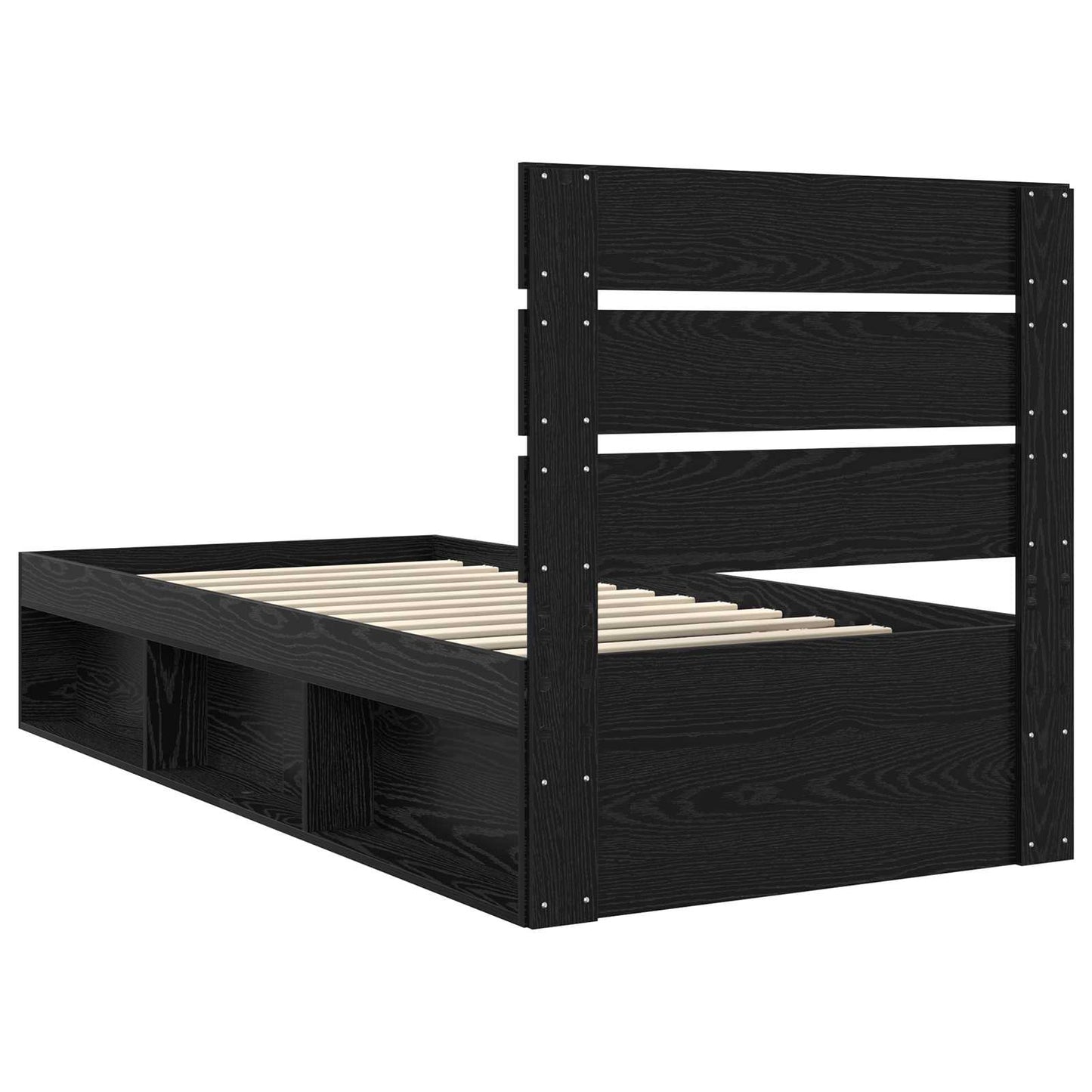Bed Frame with Headboard Black 90 x 190 cm Solid Pine Wood