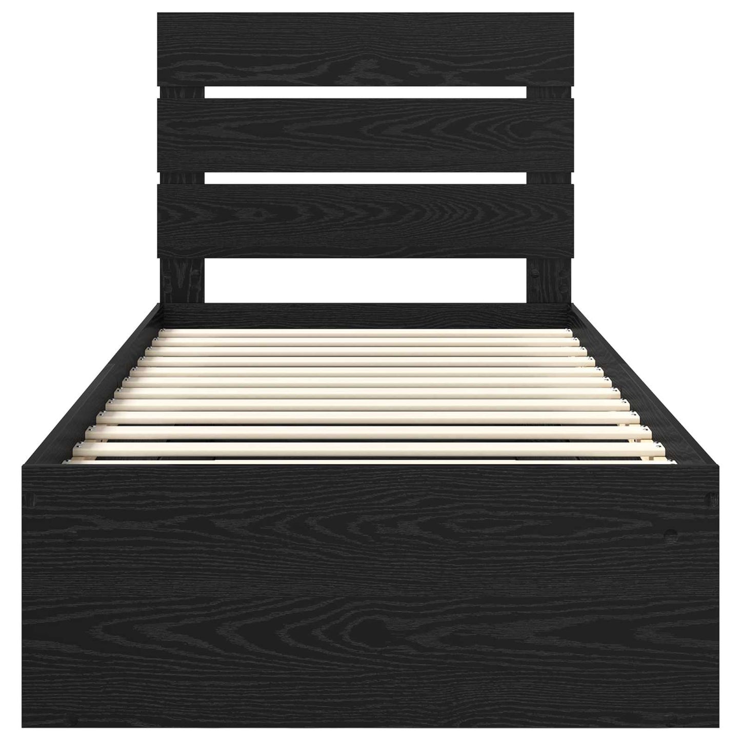 Bed Frame with Headboard Black 90 x 190 cm Solid Pine Wood
