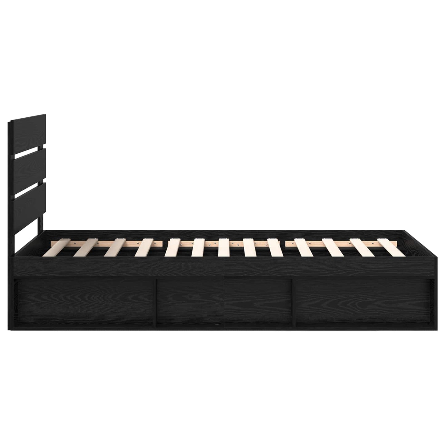Bed Frame with Headboard Black 90 x 190 cm Solid Pine Wood