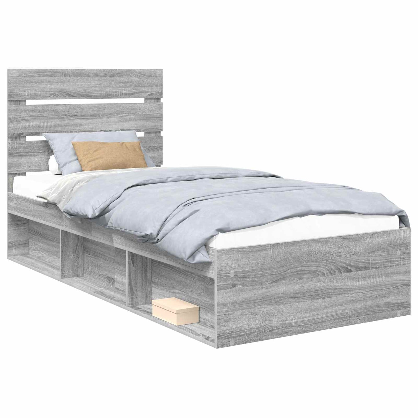 Bed Frame Grey Sonoma 90 x 190 cm Solid Pine Wood