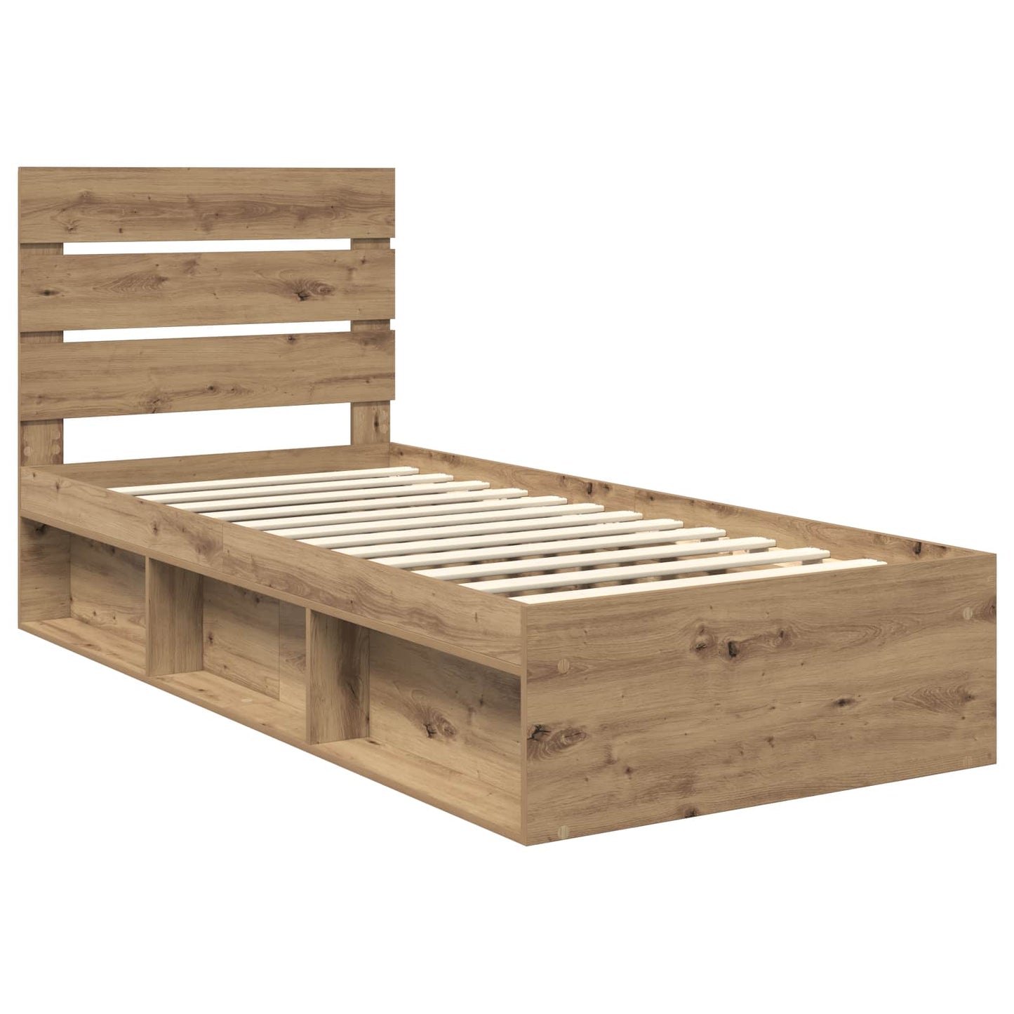 Bed Frame Artisian Oak 90 x 190 cm Solid Pine Wood