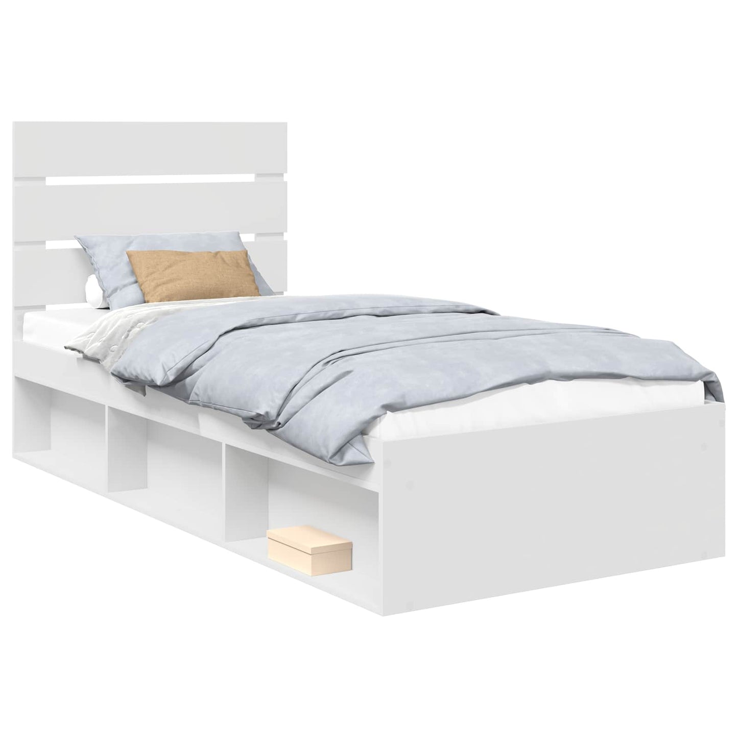 Bed Frame with Headboard White 75 x 190 cm Solid Pine Wood