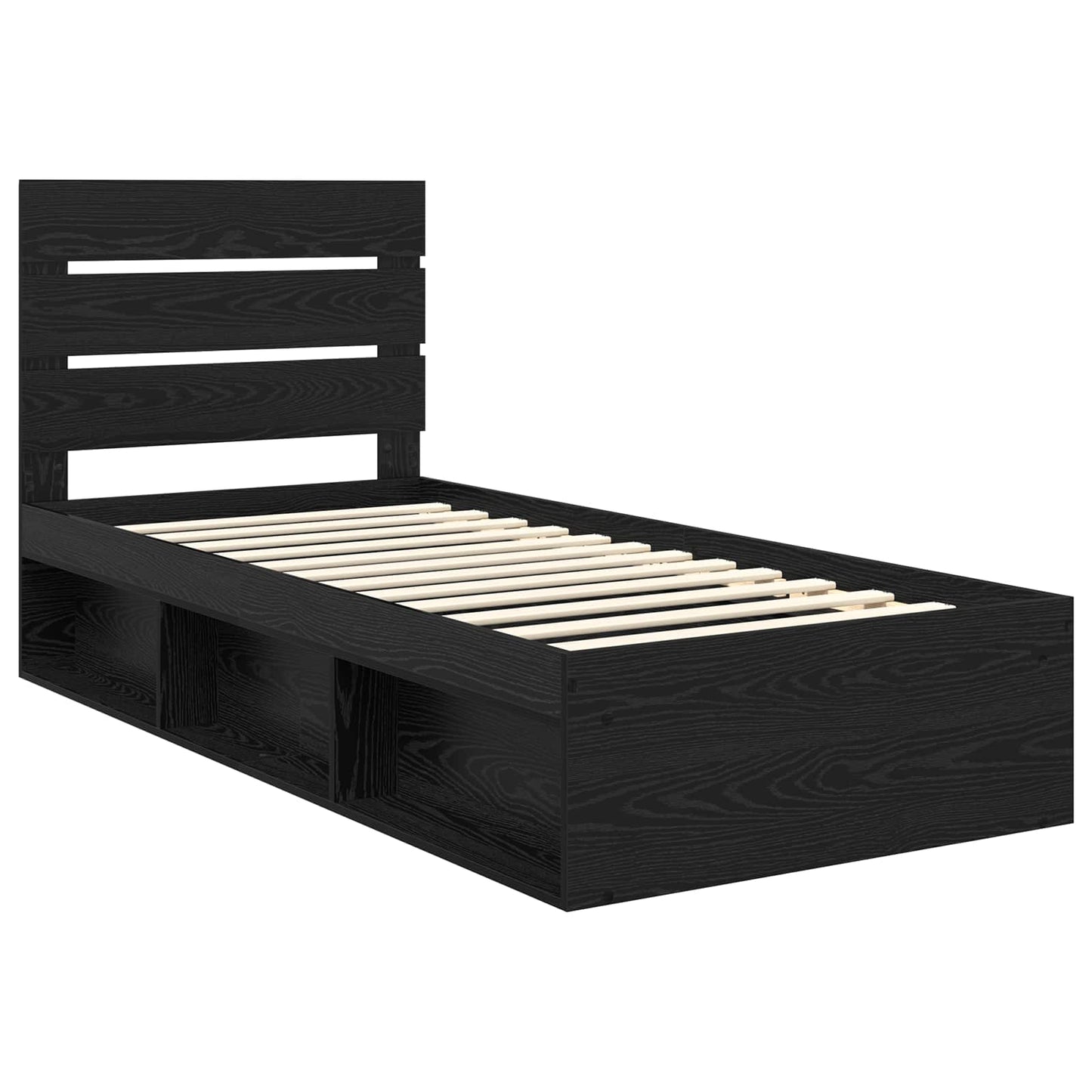 Bed Frame with Headboard Black 75 x 190 cm Solid Pine Wood