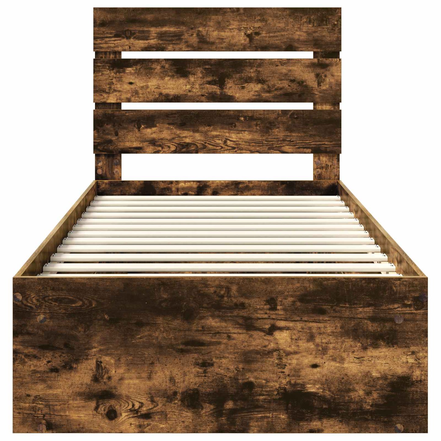 Bed Frame with Headboard Smoked Oak 75 x 190 cm Solid Pine Wood