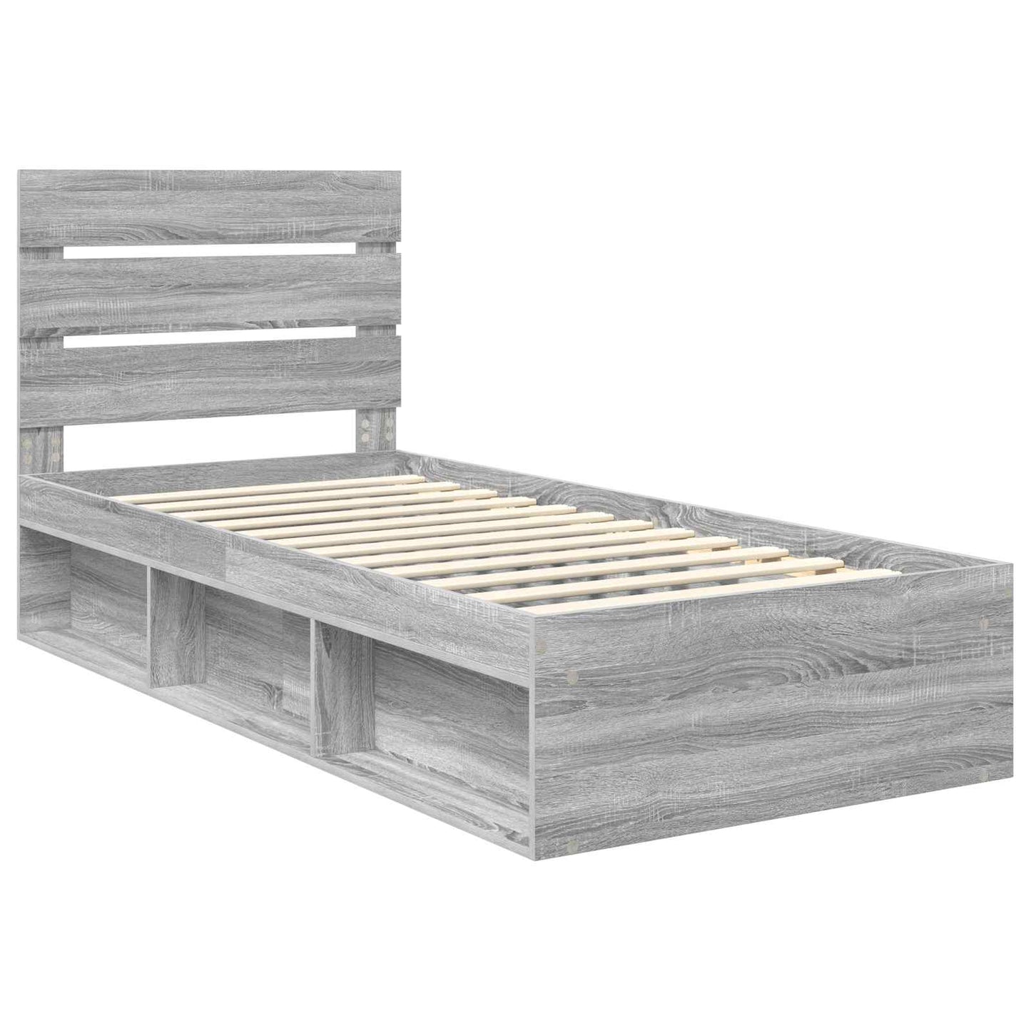 Bed Frame Grey Sonoma 75 x 190 cm Solid Pine Wood