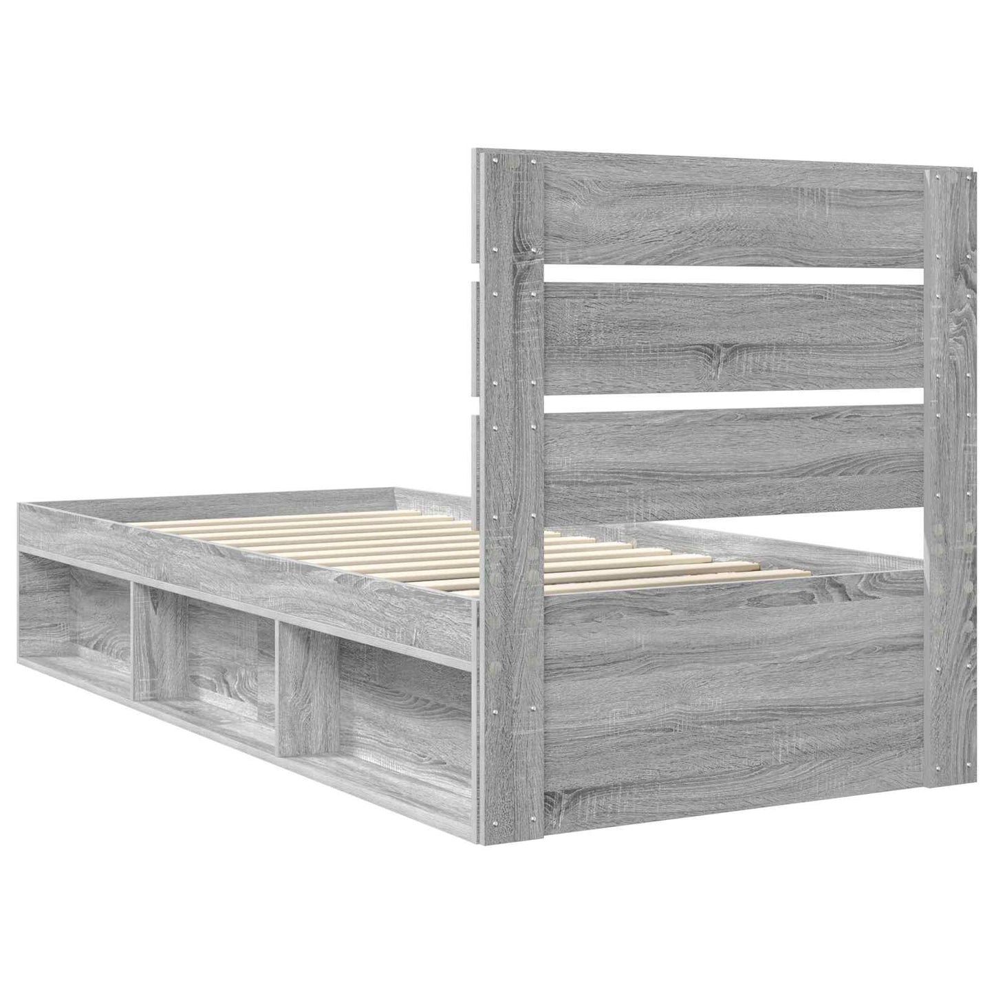 Bed Frame Grey Sonoma 75 x 190 cm Solid Pine Wood