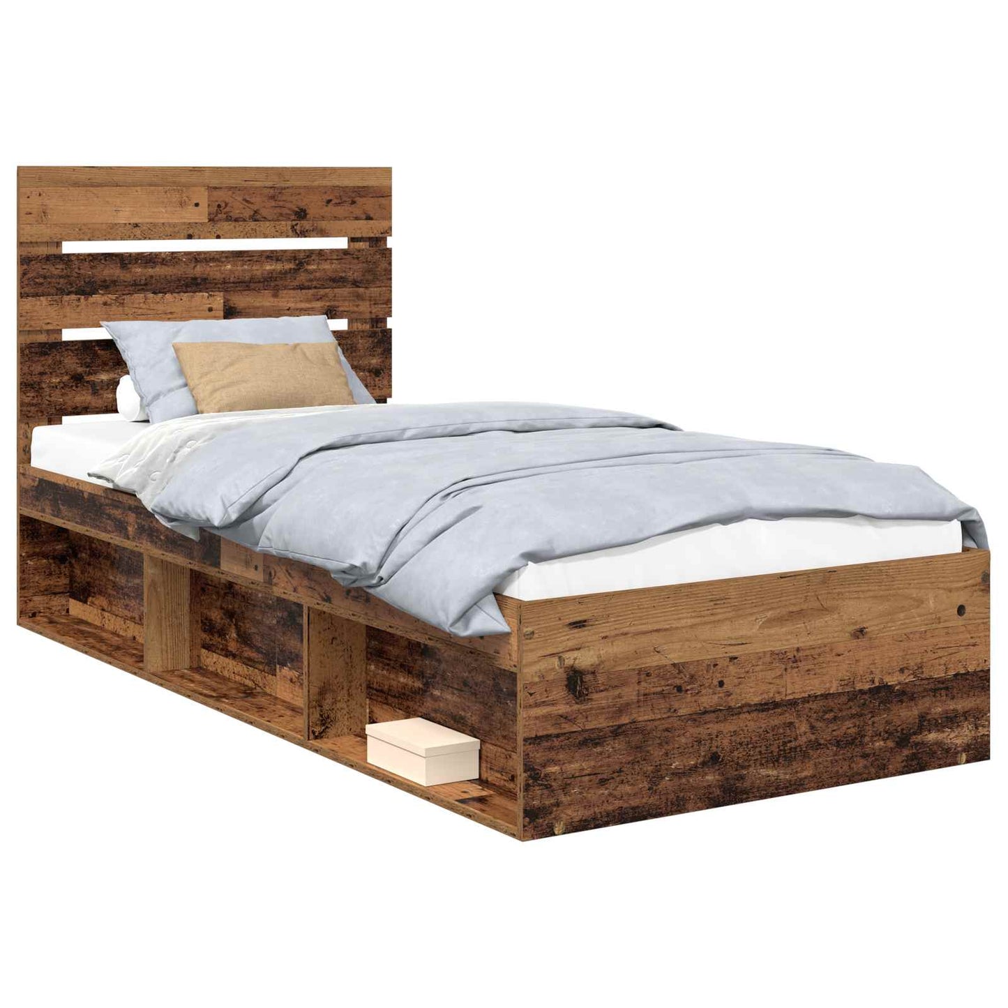 Bed Frame with Headboard Old Wood 75 x 190 cm Solid Pine Wood