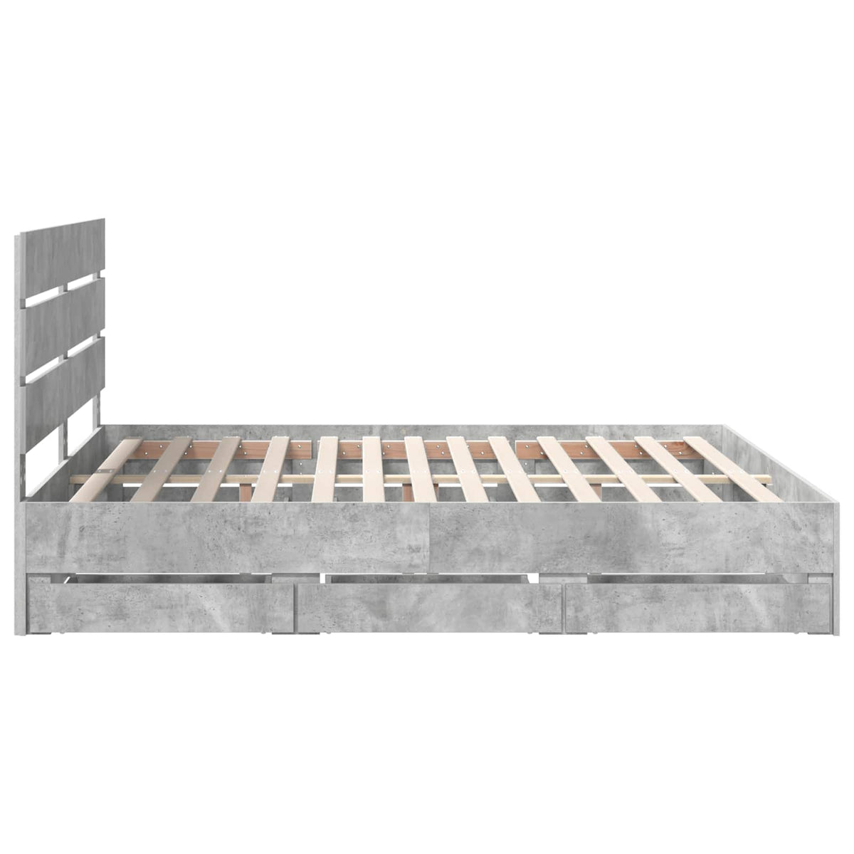 Bed Frame with Drawer Concrete Grey 200 x 200 cm Engineer Wood
