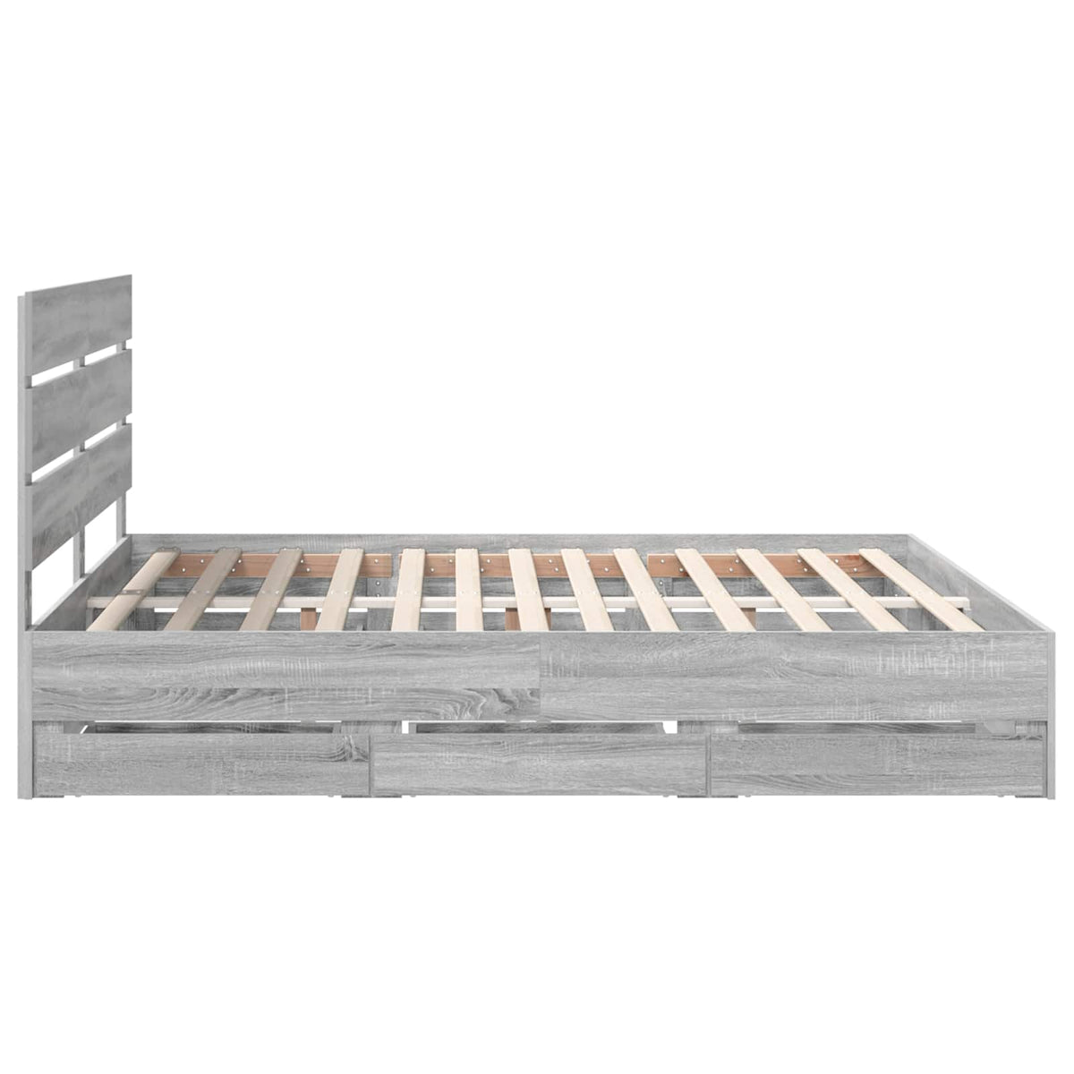 Bed Frame with Drawer Grey Sonoma 200 x 200 cm Engineer Wood