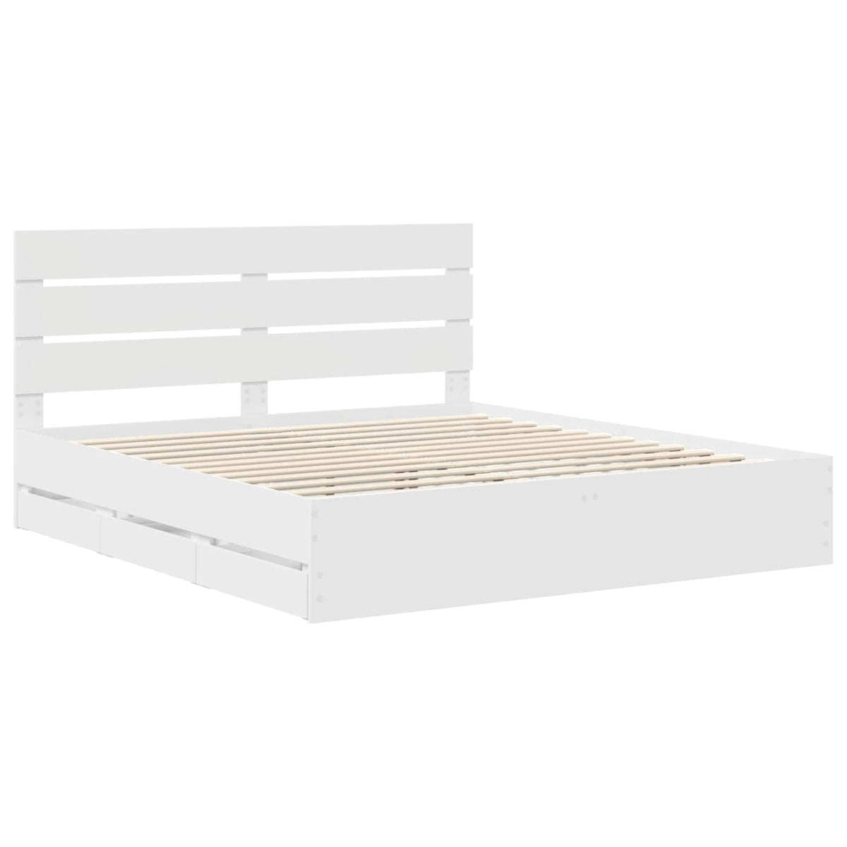 Bed Frame with Drawer White 180 x 200 cm Engineer Wood