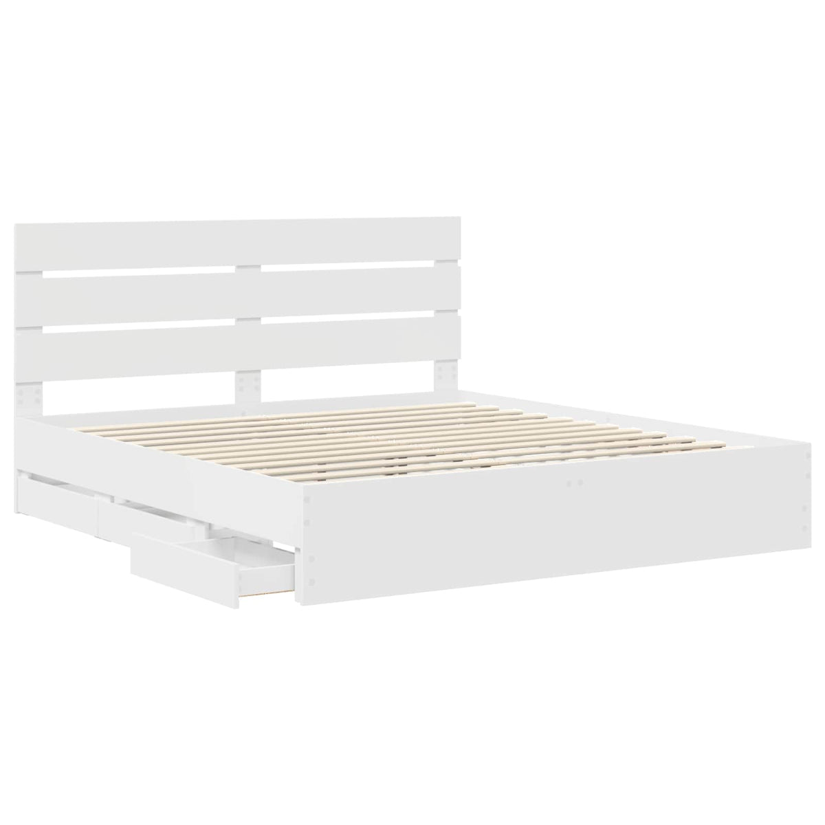 Bed Frame with Drawer White 180 x 200 cm Engineer Wood