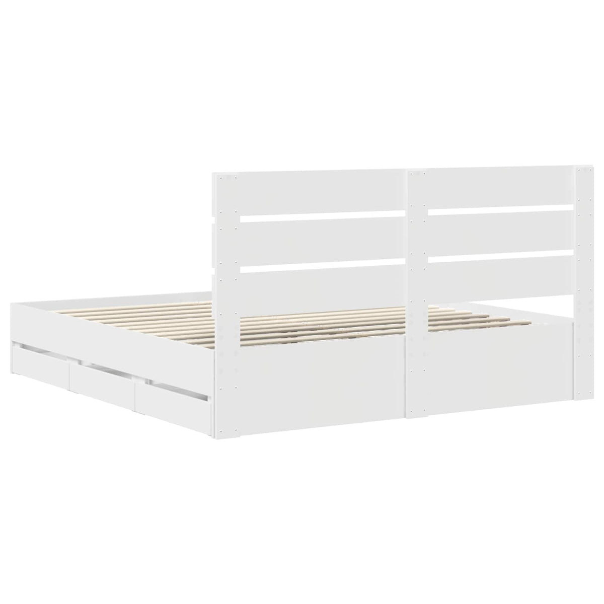 Bed Frame with Drawer White 180 x 200 cm Engineer Wood