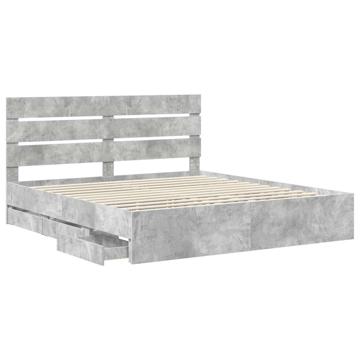 Bed Frame with Drawer Concrete Grey 180 x 200 cm Engineer Wood