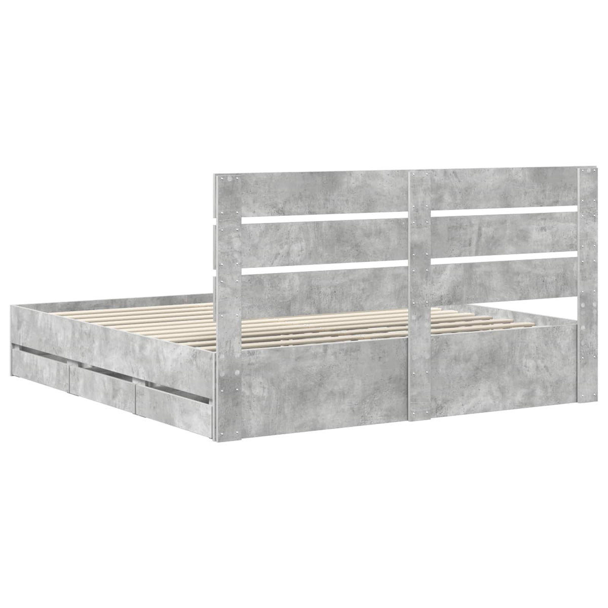 Bed Frame with Drawer Concrete Grey 180 x 200 cm Engineer Wood