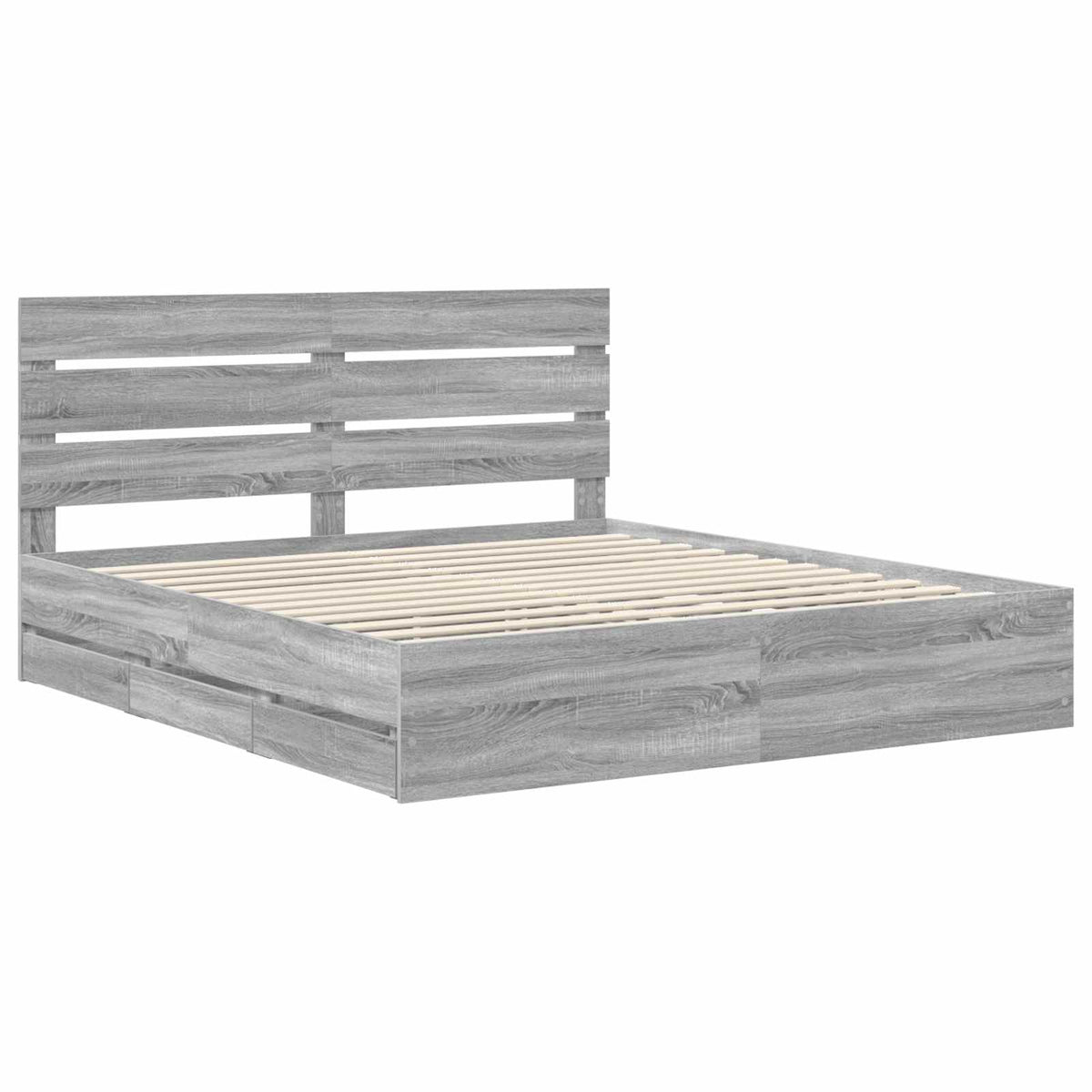 Bed Frame with Drawer Grey Sonoma 180 x 200 cm Engineer Wood