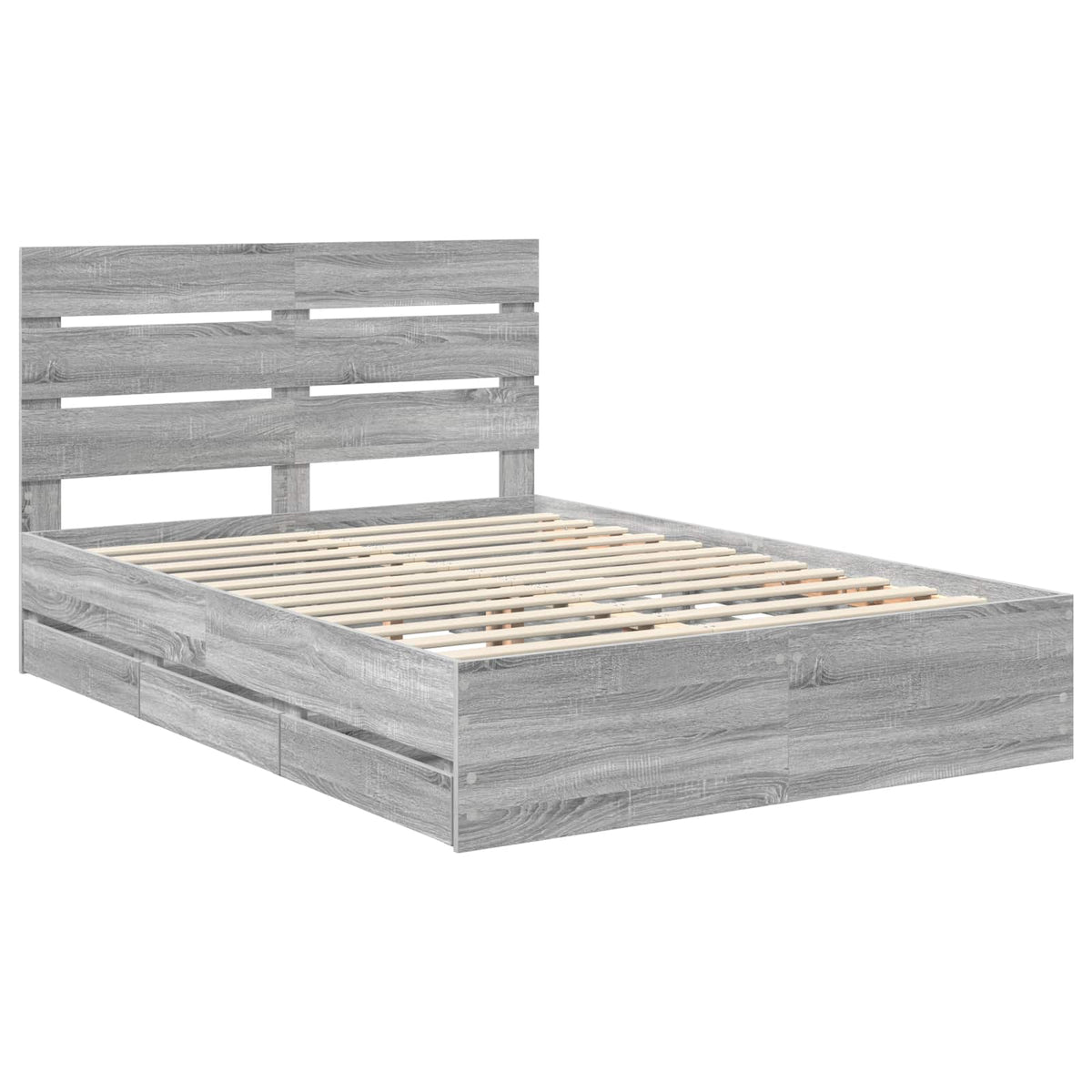 Bed Frame with Drawer Grey Sonoma 160 x 200 cm Engineer Wood