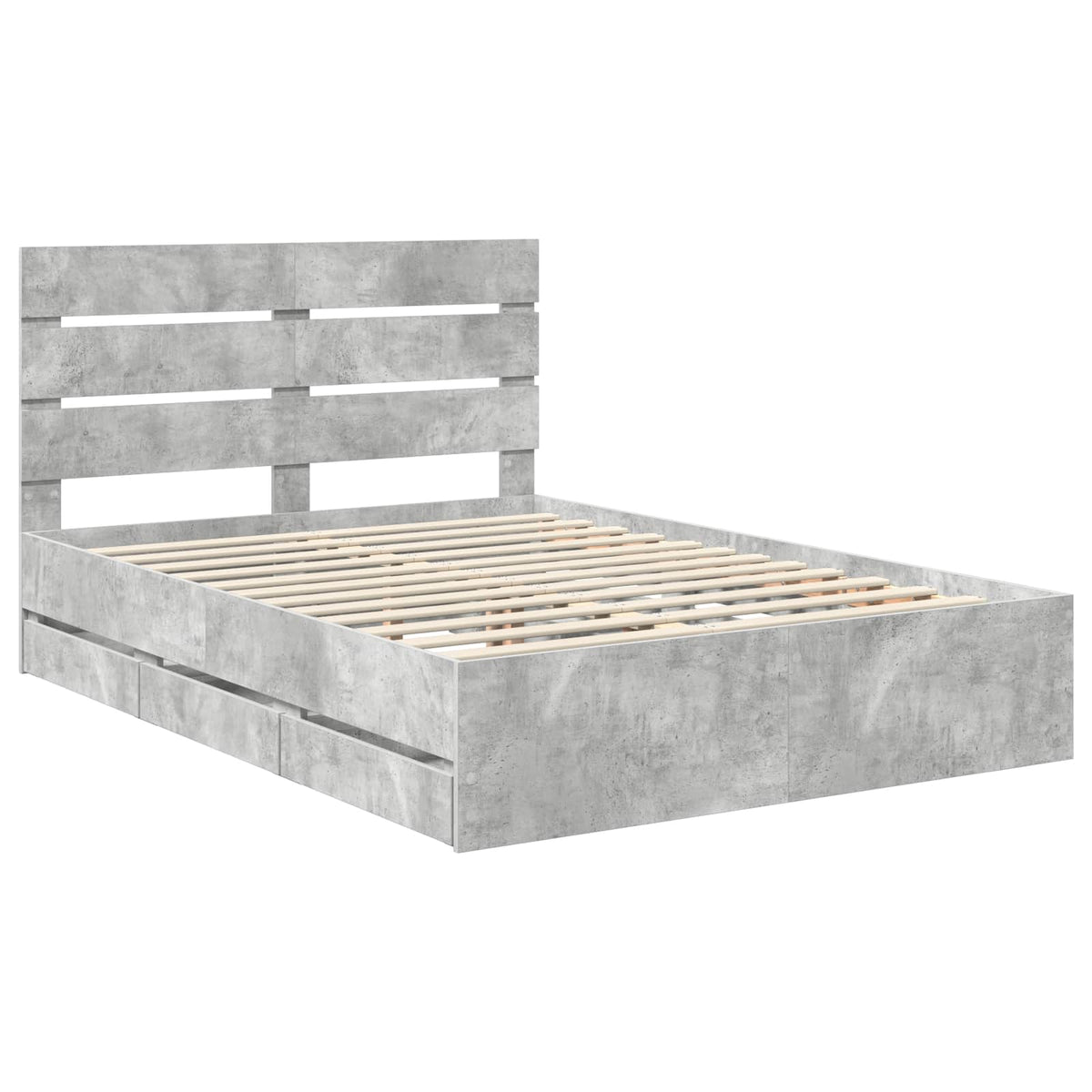 Bed Frame with Drawer Concrete Grey 150 x 200 cm Engineer Wood