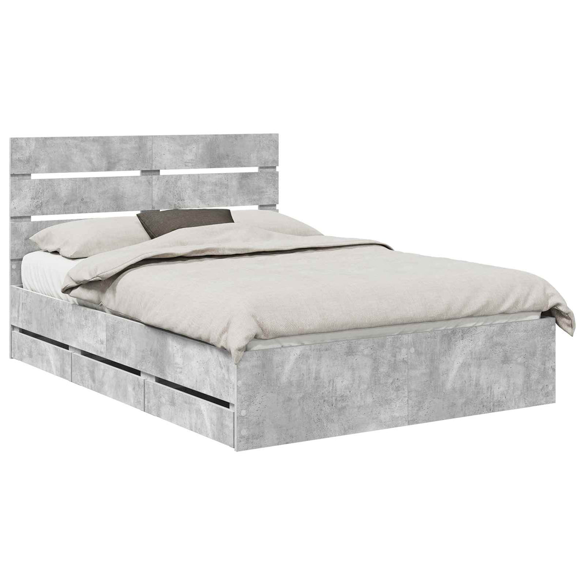 Bed Frame with Drawer Concrete Grey 140 x 200 cm Engineer Wood
