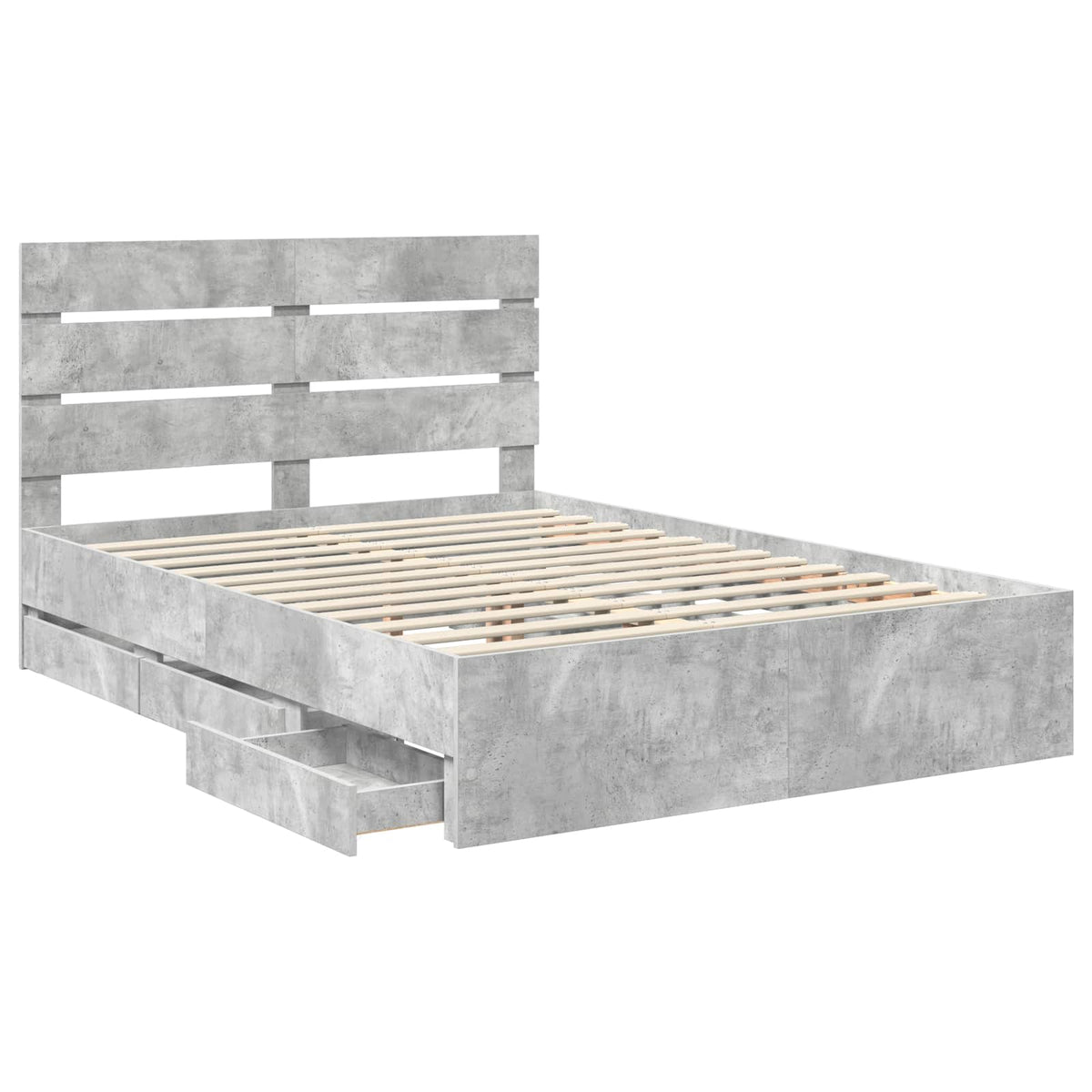 Bed Frame with Drawer Concrete Grey 140 x 200 cm Engineer Wood