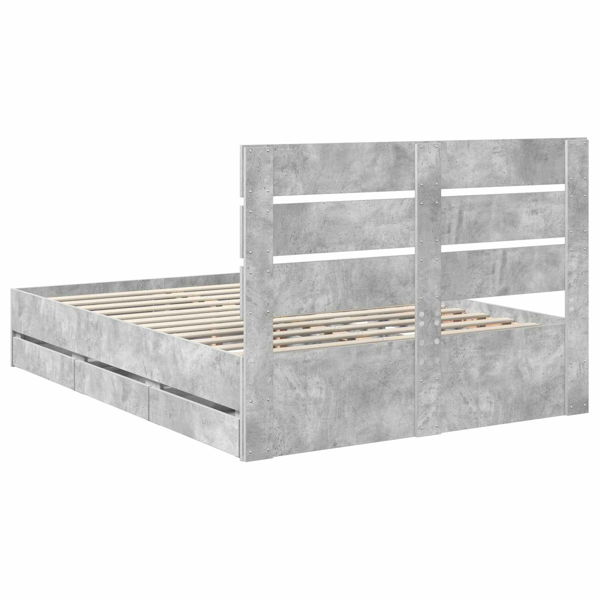 Bed Frame with Drawer Concrete Grey 140 x 200 cm Engineer Wood