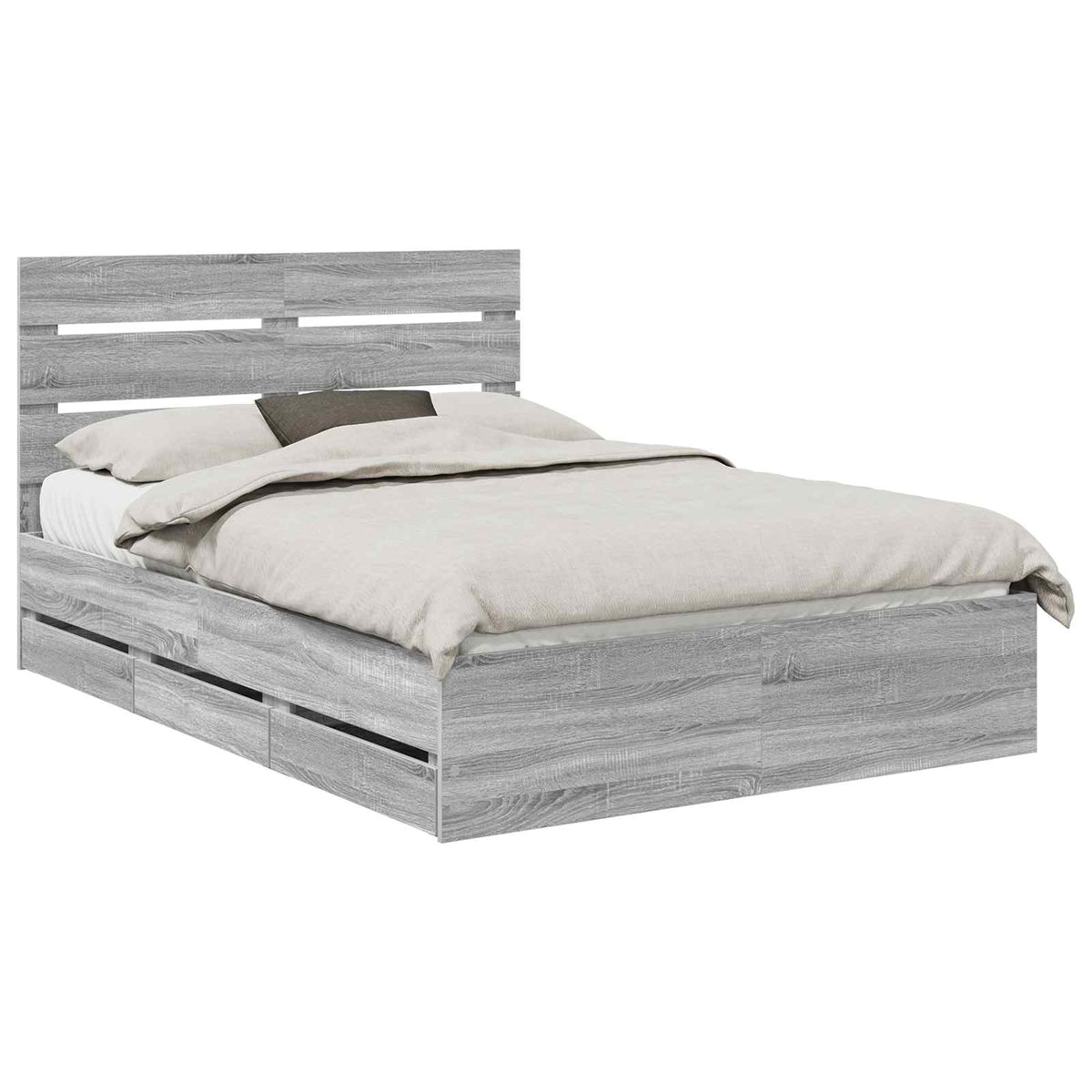 Bed Frame with Drawer Grey Sonoma 140 x 200 cm Engineer Wood